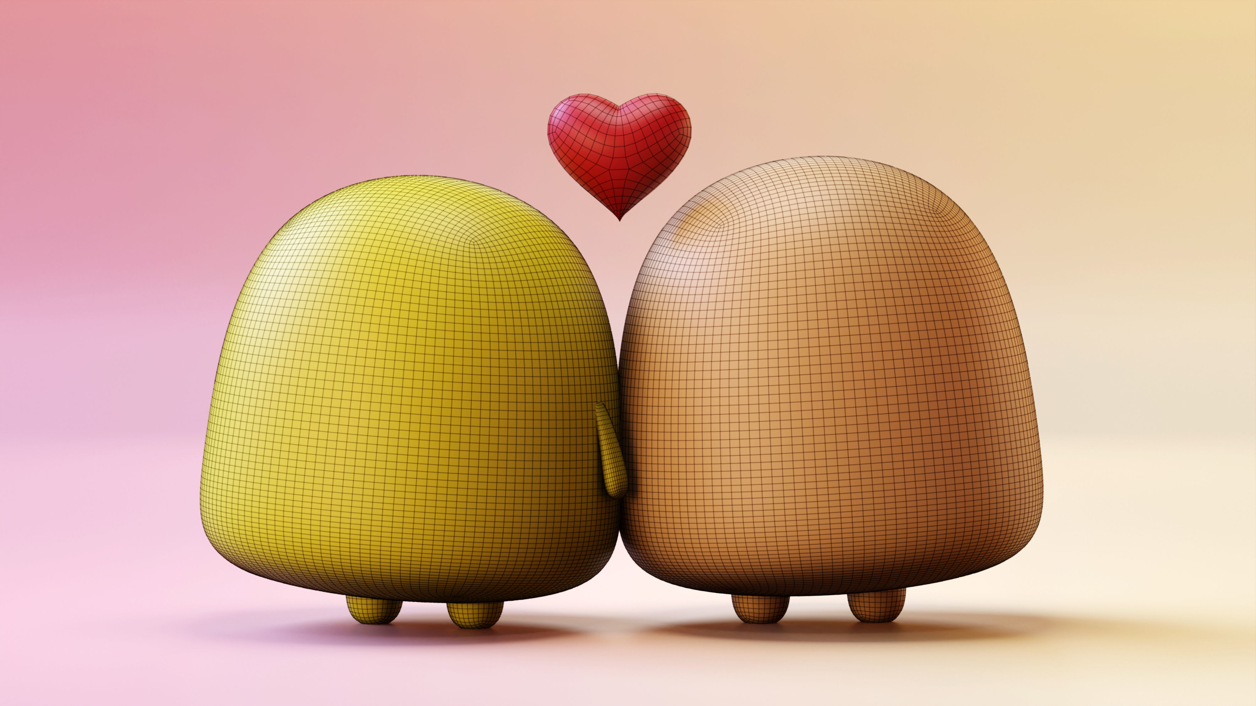 Very Cute Emoji Couple Low-poly 3D model_20