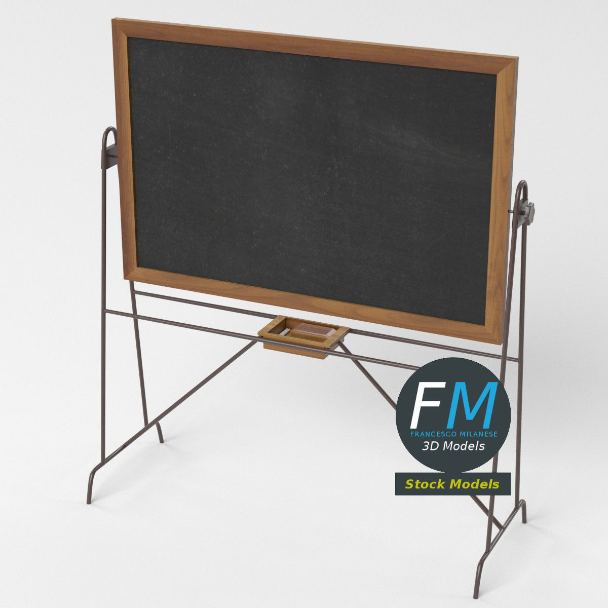 Reversible school chalkboard 3D model_5