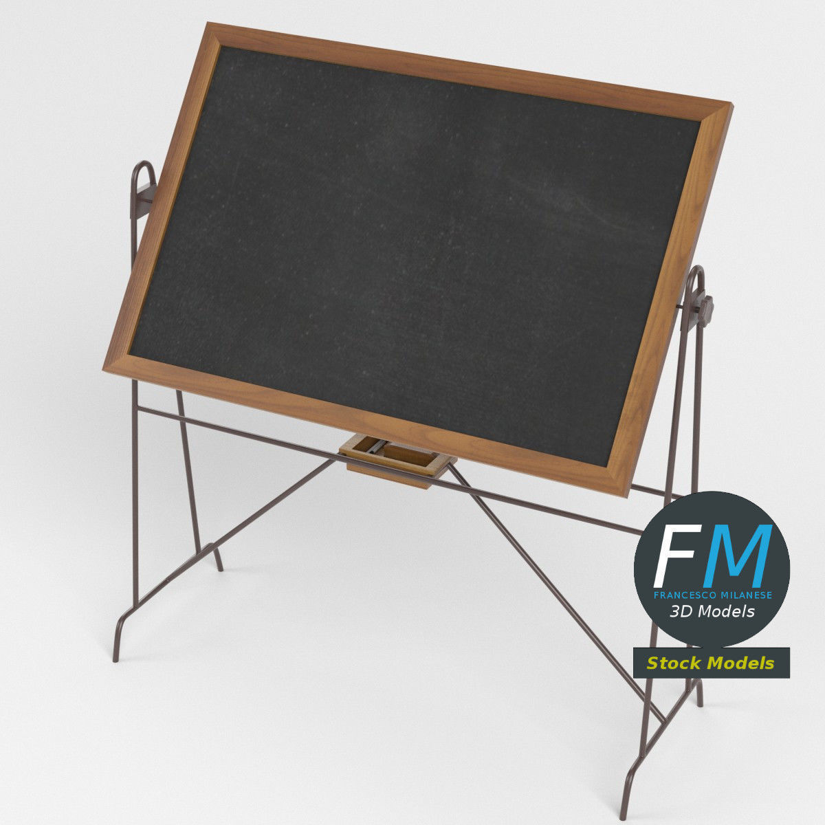 Reversible school chalkboard 3D model_2
