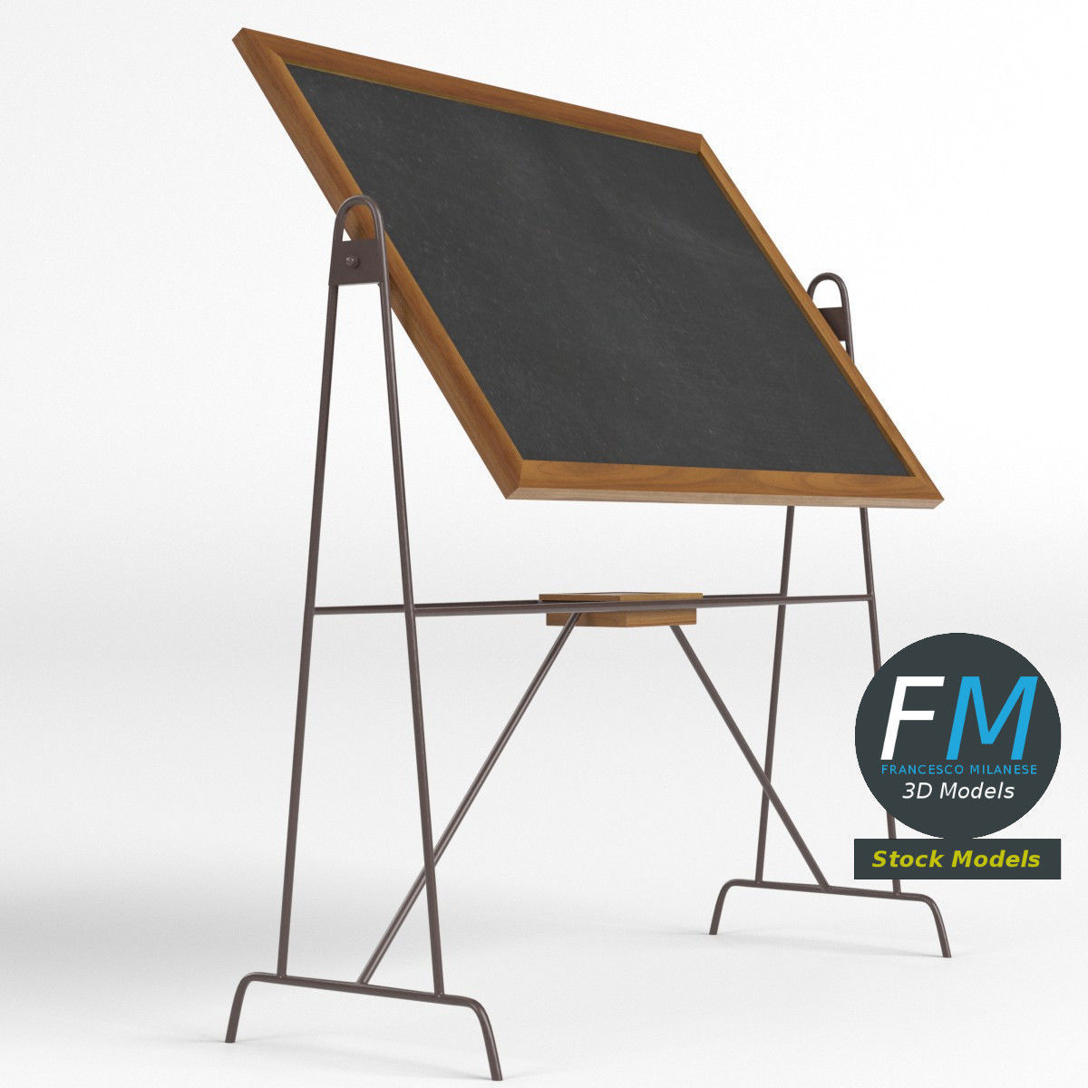 Reversible school chalkboard 3D model_3