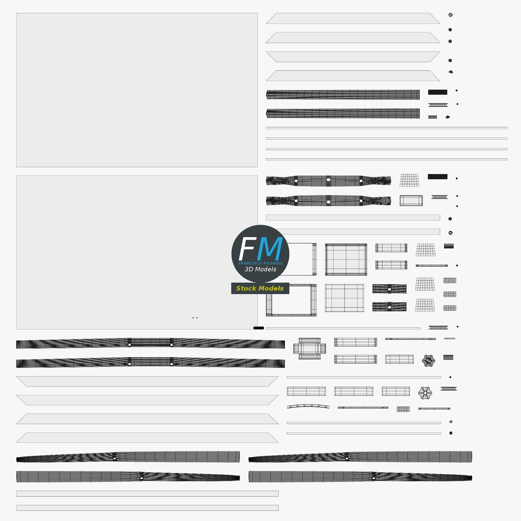 Reversible school chalkboard 3D model_11