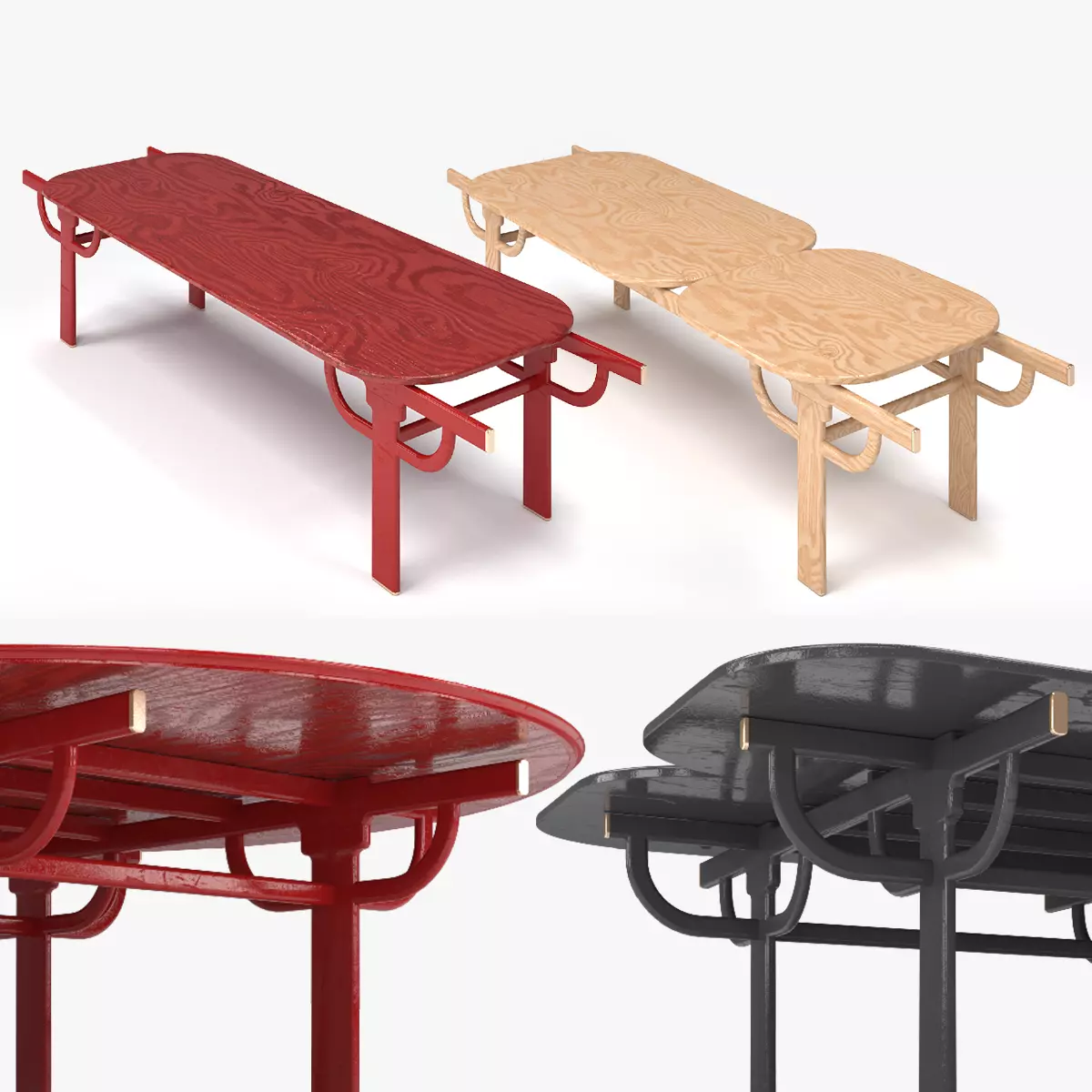 PALANQUIN TABLE SET Low-poly 3D model_0