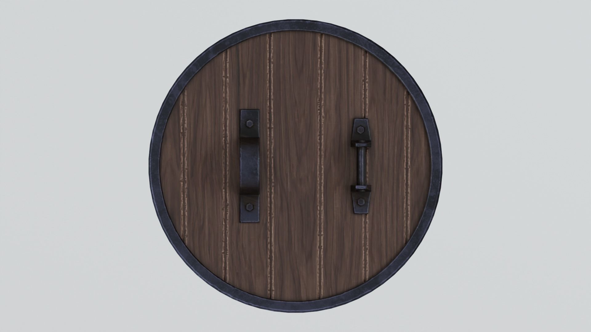 Medieval round wooden shield Low-poly 3D model_1