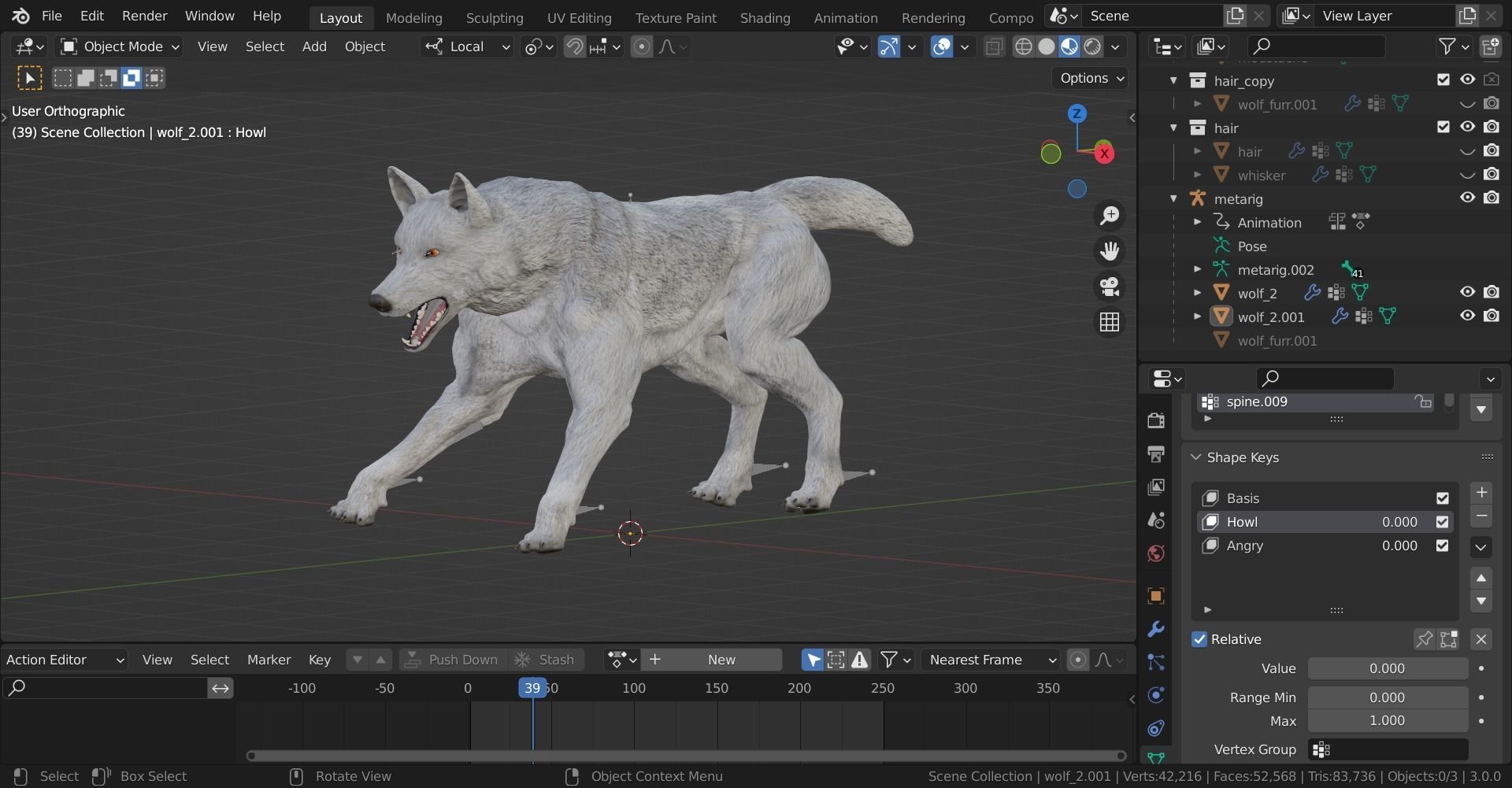 Wolf Rigged Animated Low-poly 3D model_46