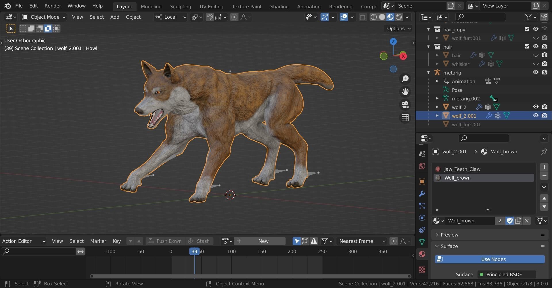 Wolf Rigged Animated Low-poly 3D model_47