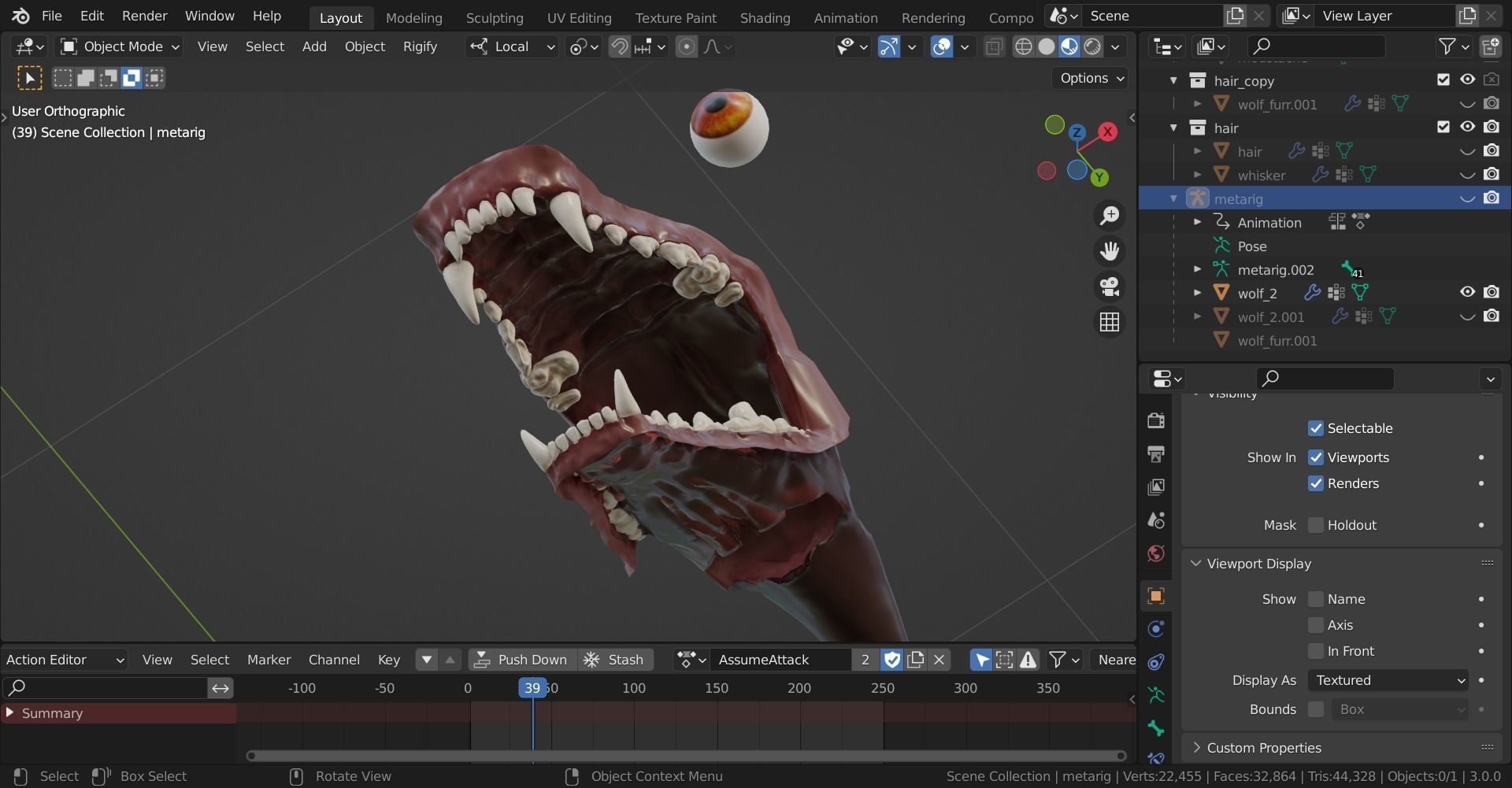 Wolf Rigged Animated Low-poly 3D model_42