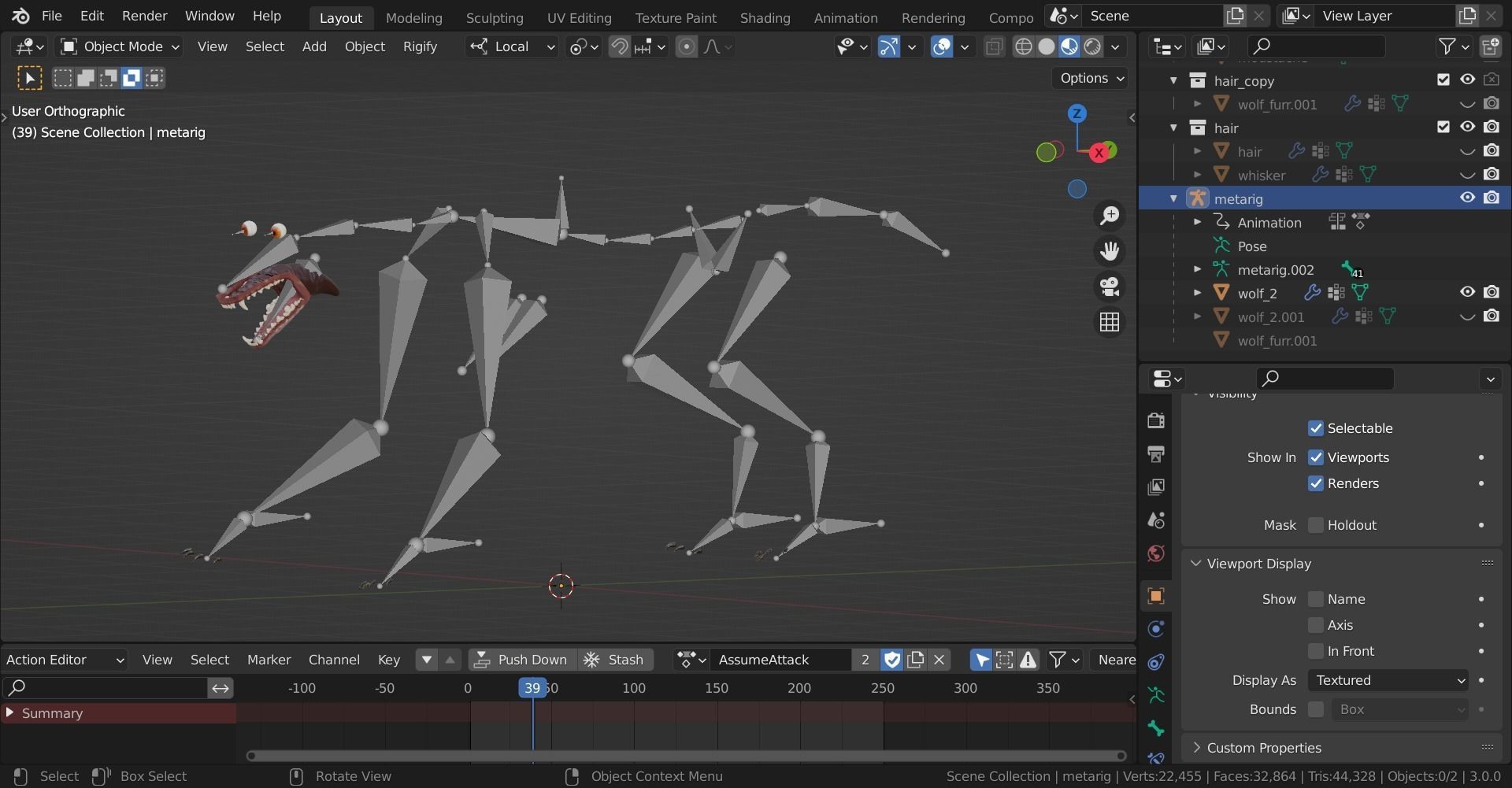 Wolf Rigged Animated Low-poly 3D model_6