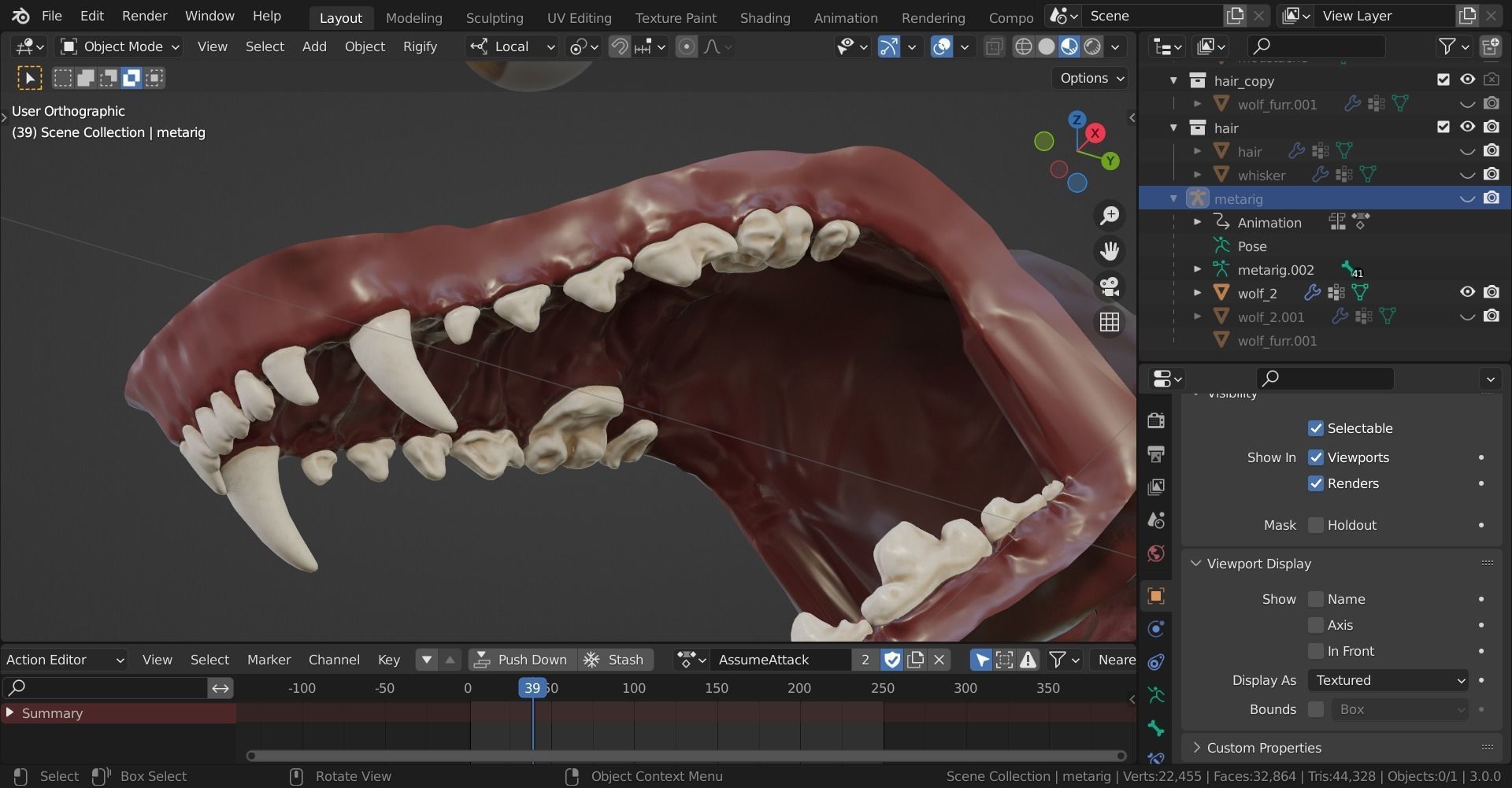 Wolf Rigged Animated Low-poly 3D model_43