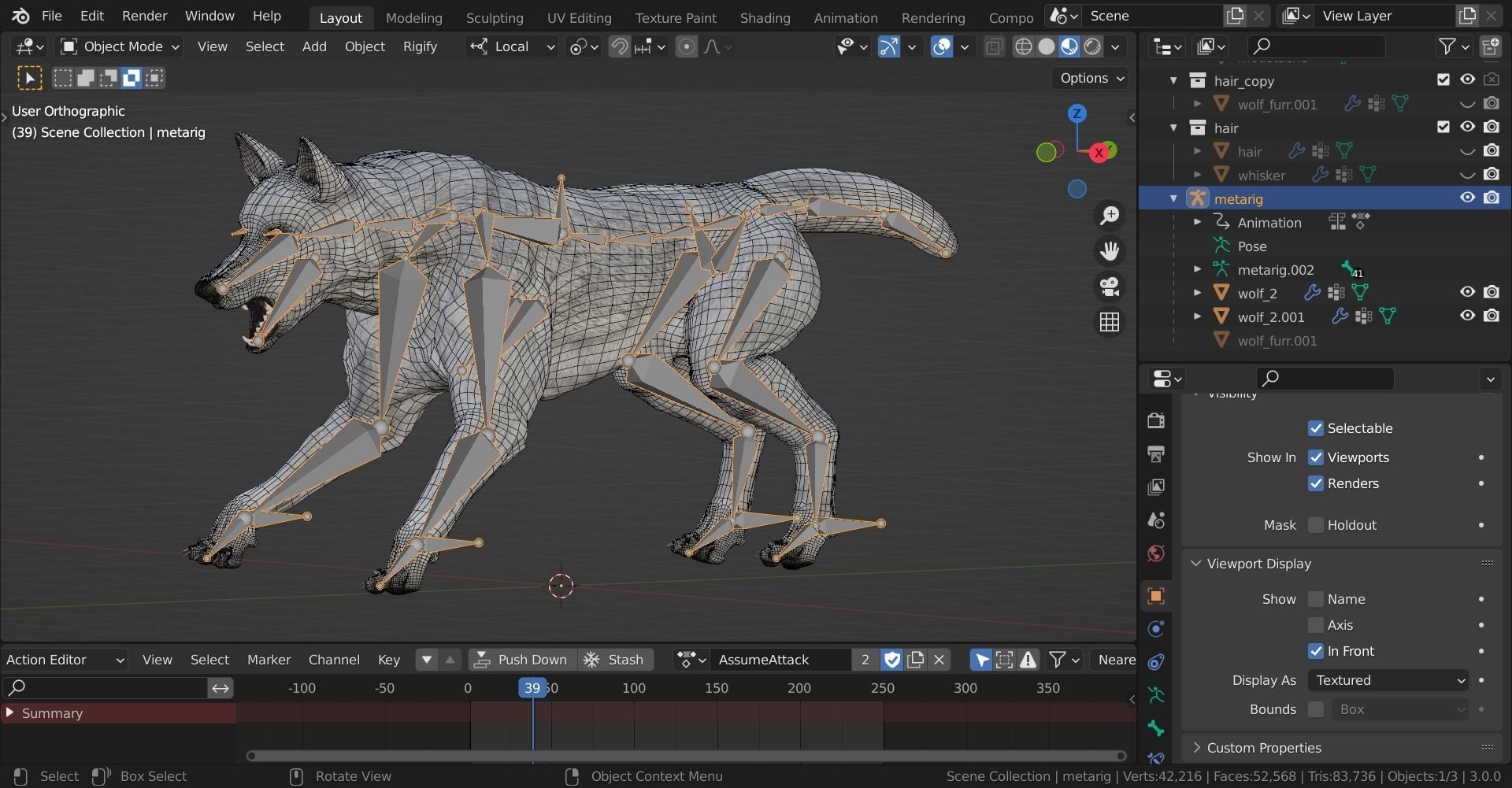 Wolf Rigged Animated Low-poly 3D model_44
