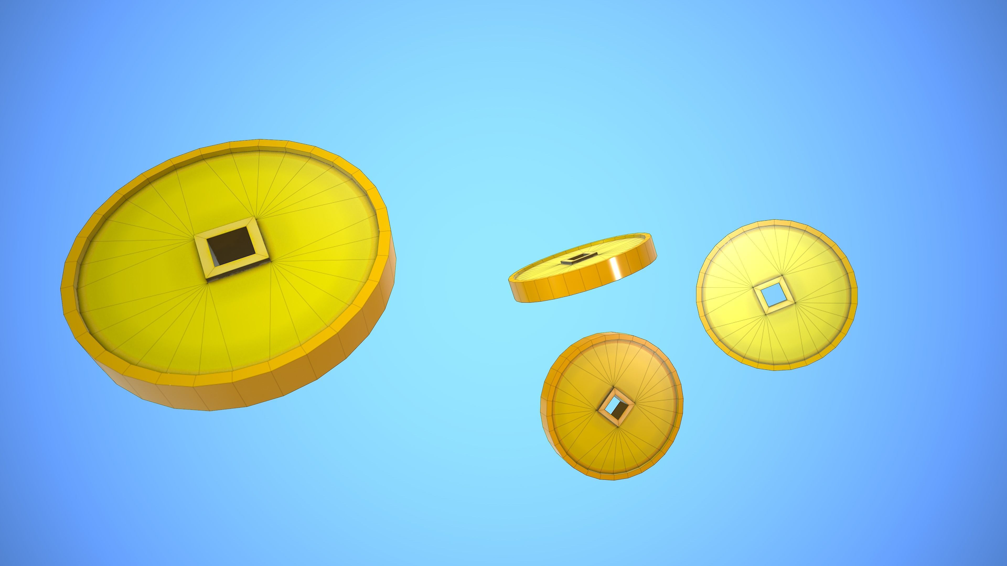 CHINNESE COIN CARTOON STYLIZED Low-poly 3D model_2