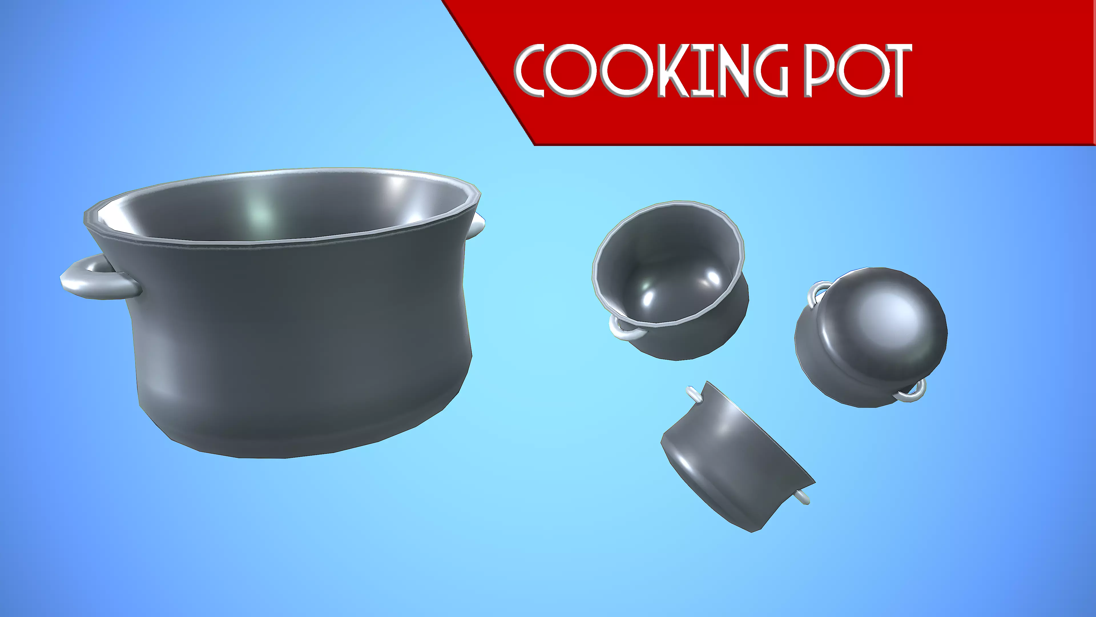 COOKING POT KITCHEN CARTOON STYLIZED Low-poly 3D model_0