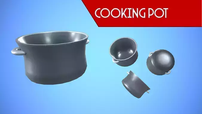 COOKING POT KITCHEN CARTOON STYLIZED Low-poly 3D model