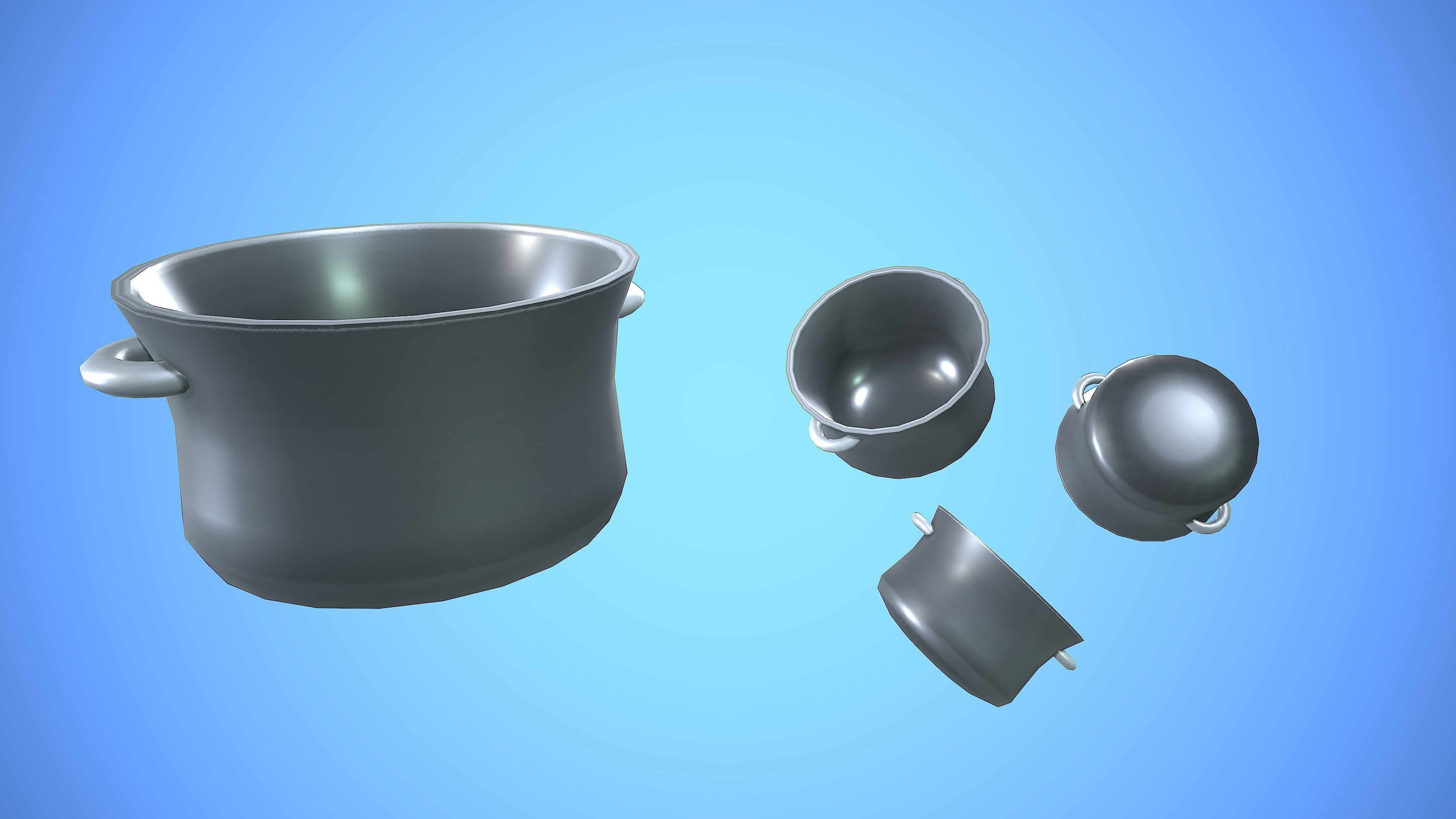 COOKING POT KITCHEN CARTOON STYLIZED Low-poly 3D model_2