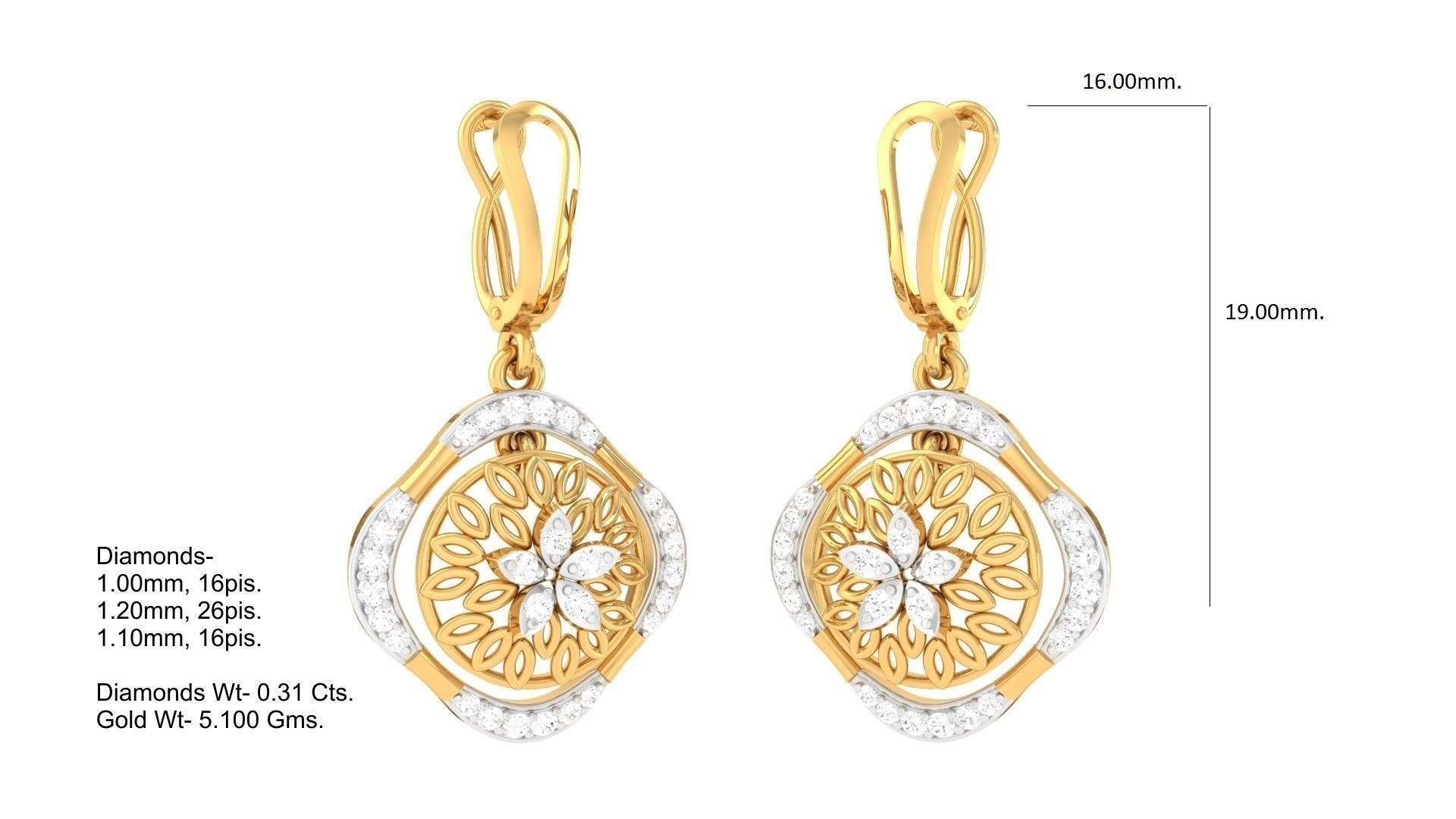 Hoops - Huggies Earrings - 19 3D print model_1