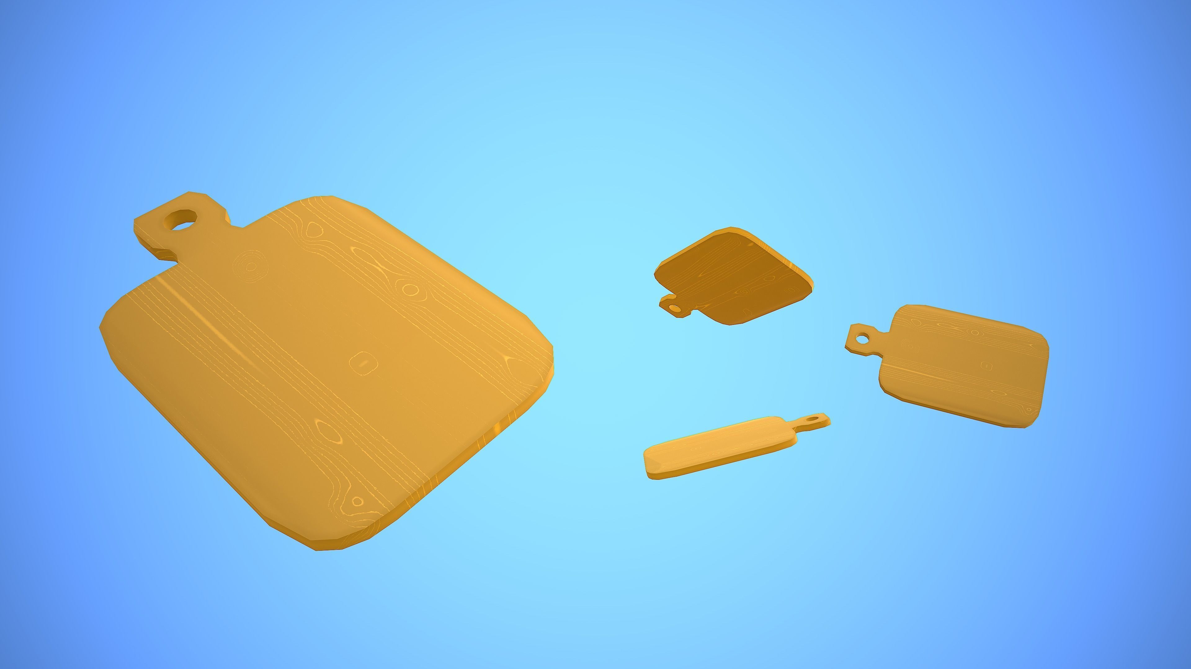 CUTTING BOARD KITCHEN CARTOON STYLIZED Low-poly 3D model_2