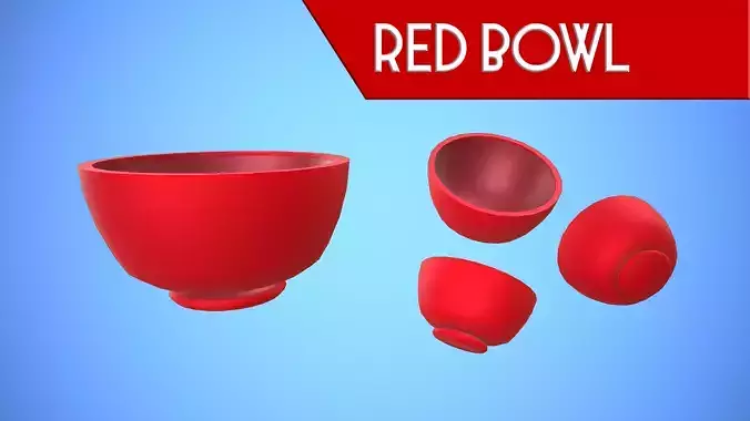 RED BOWL KITCHEN CARTOON STYLIZED