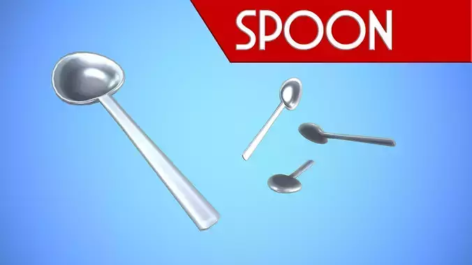 SPOON KITCHEN CARTOON STYLIZED Low-poly 3D model