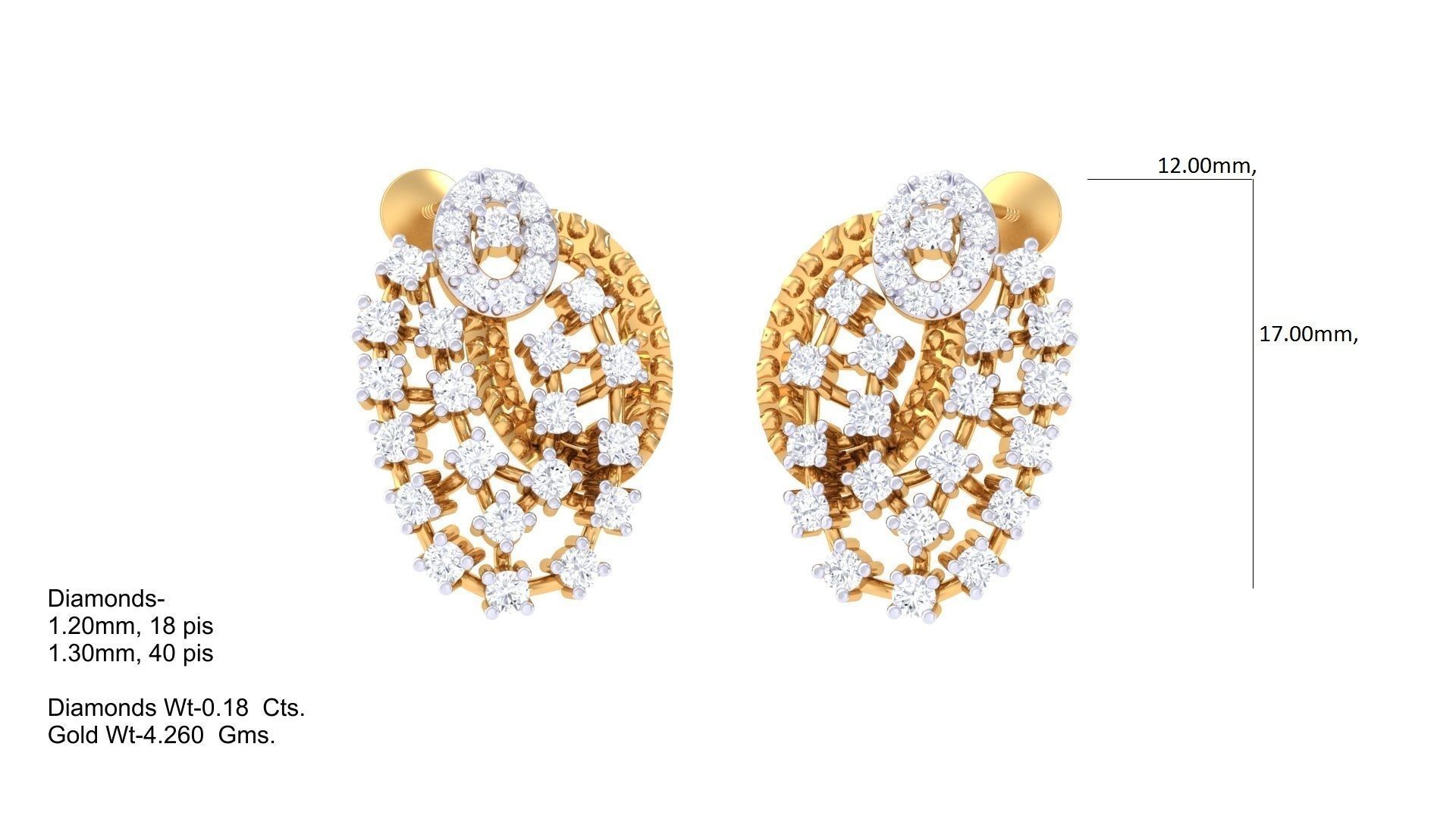 Studs Earrings - 34 3D print model_1