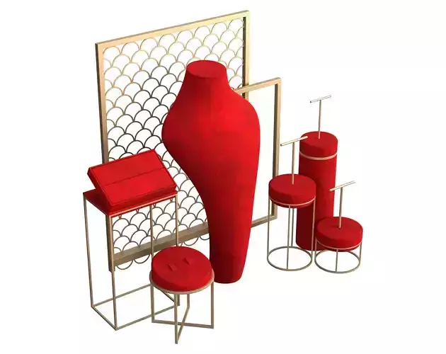 Monicadisplaystudio Red Velvet Jewelry Stand Vol 14 3D model