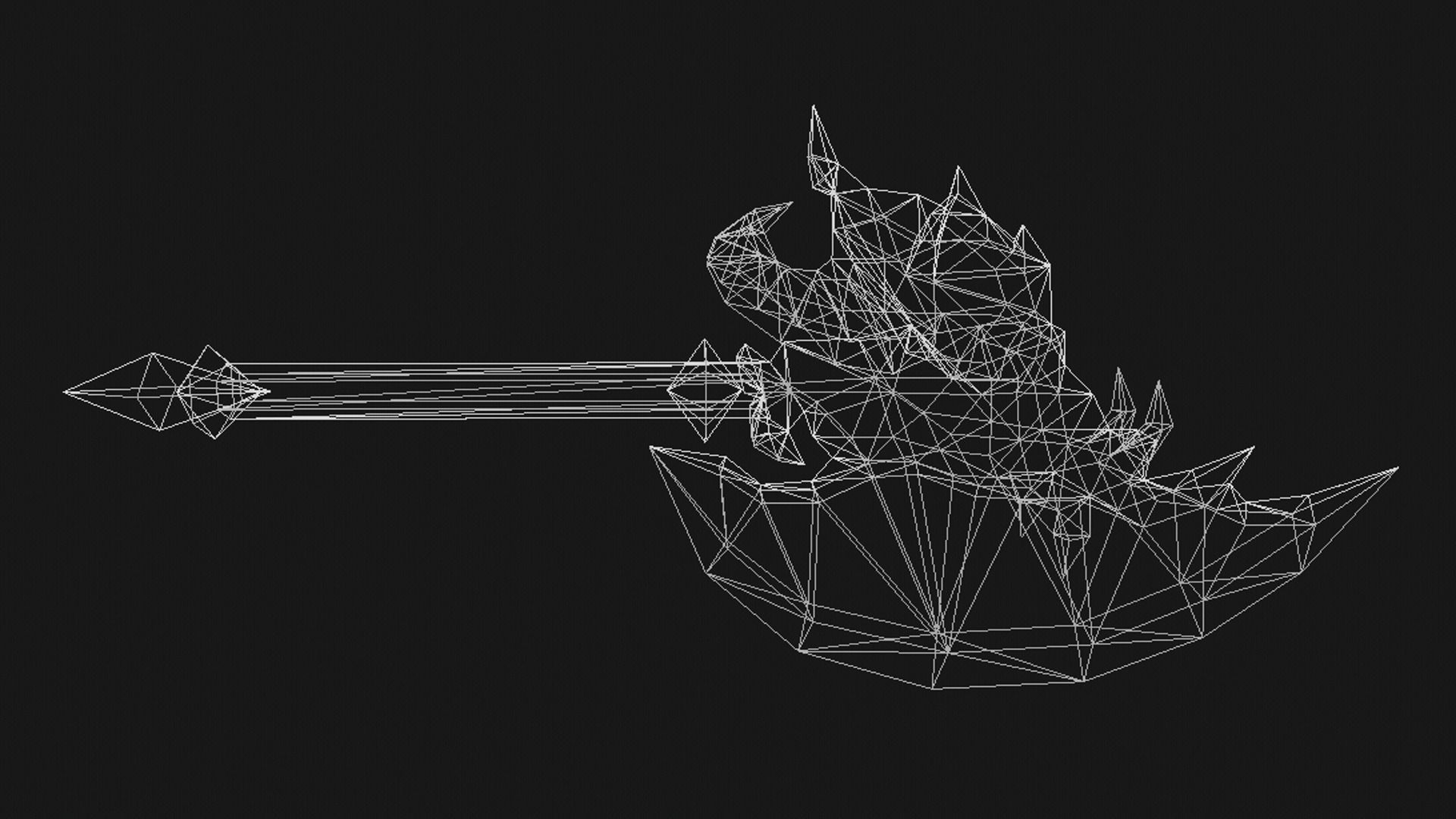 Futuristic Axe Low-poly 3D model_14