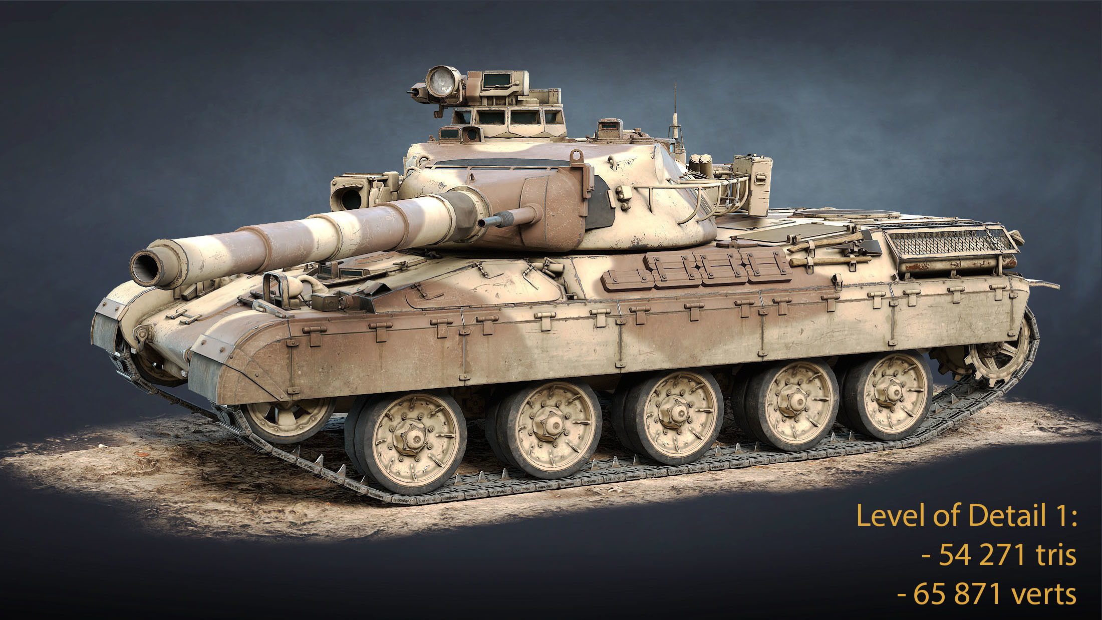 AMX-30B2 Tank Game Ready Low-poly 3D model_11