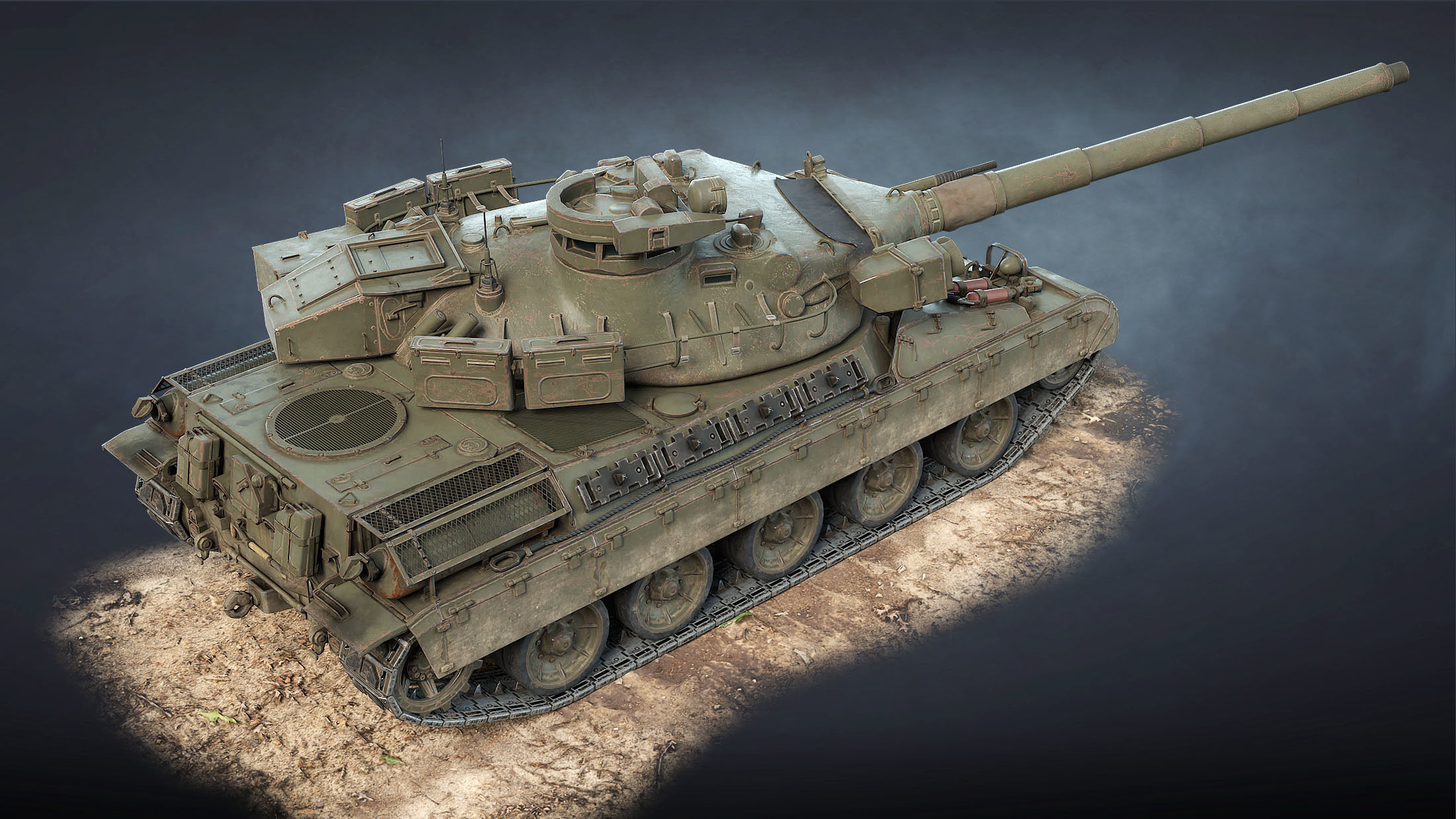 AMX-30B2 Tank Game Ready Low-poly 3D model_4