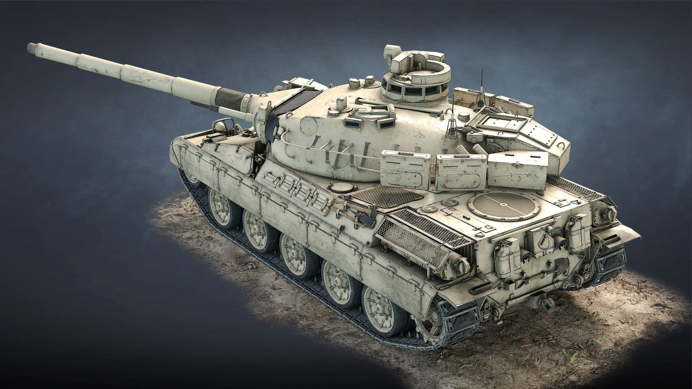 AMX-30B2 Tank Game Ready Low-poly 3D model_9