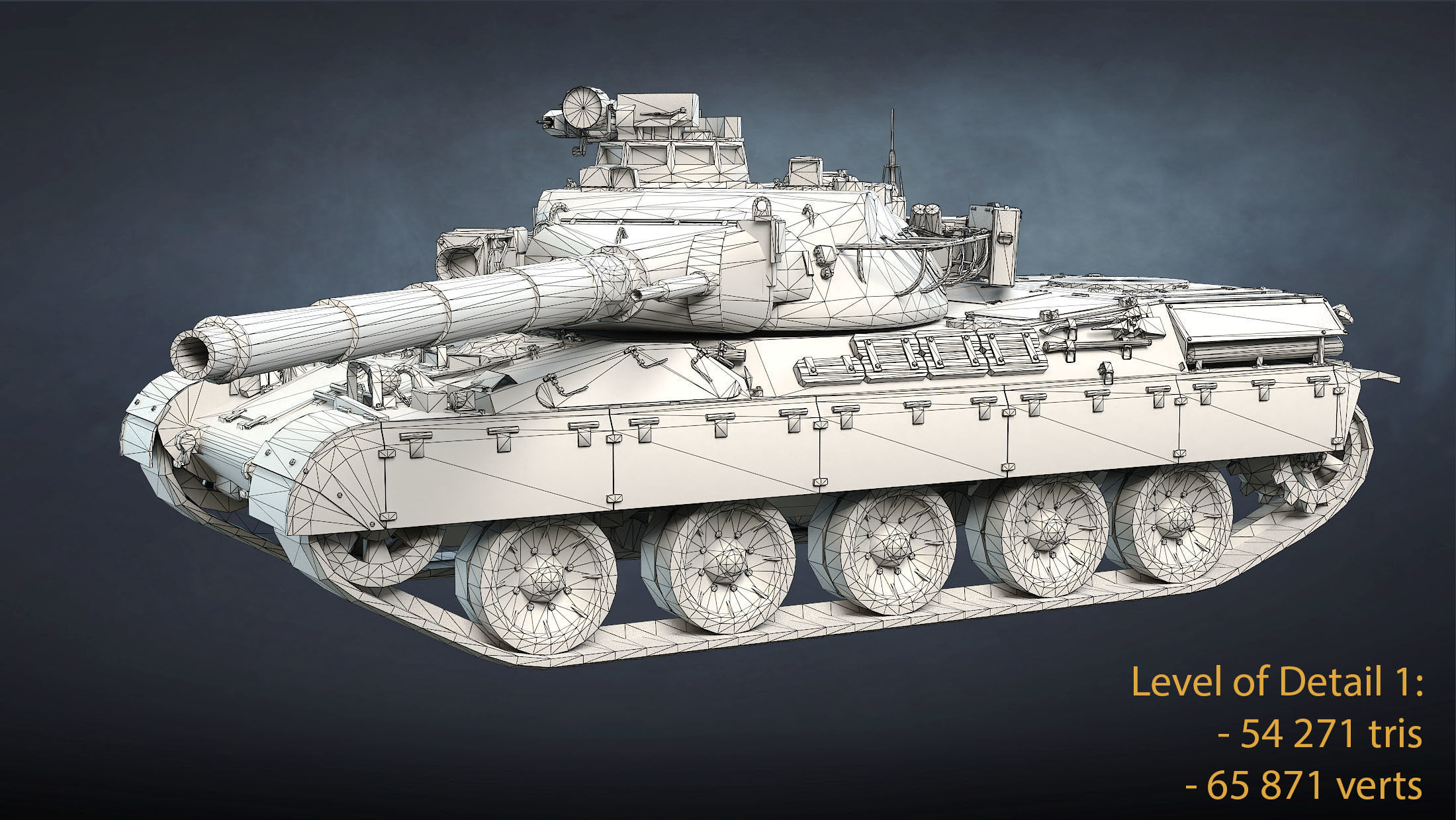 AMX-30B2 Tank Game Ready Low-poly 3D model_12