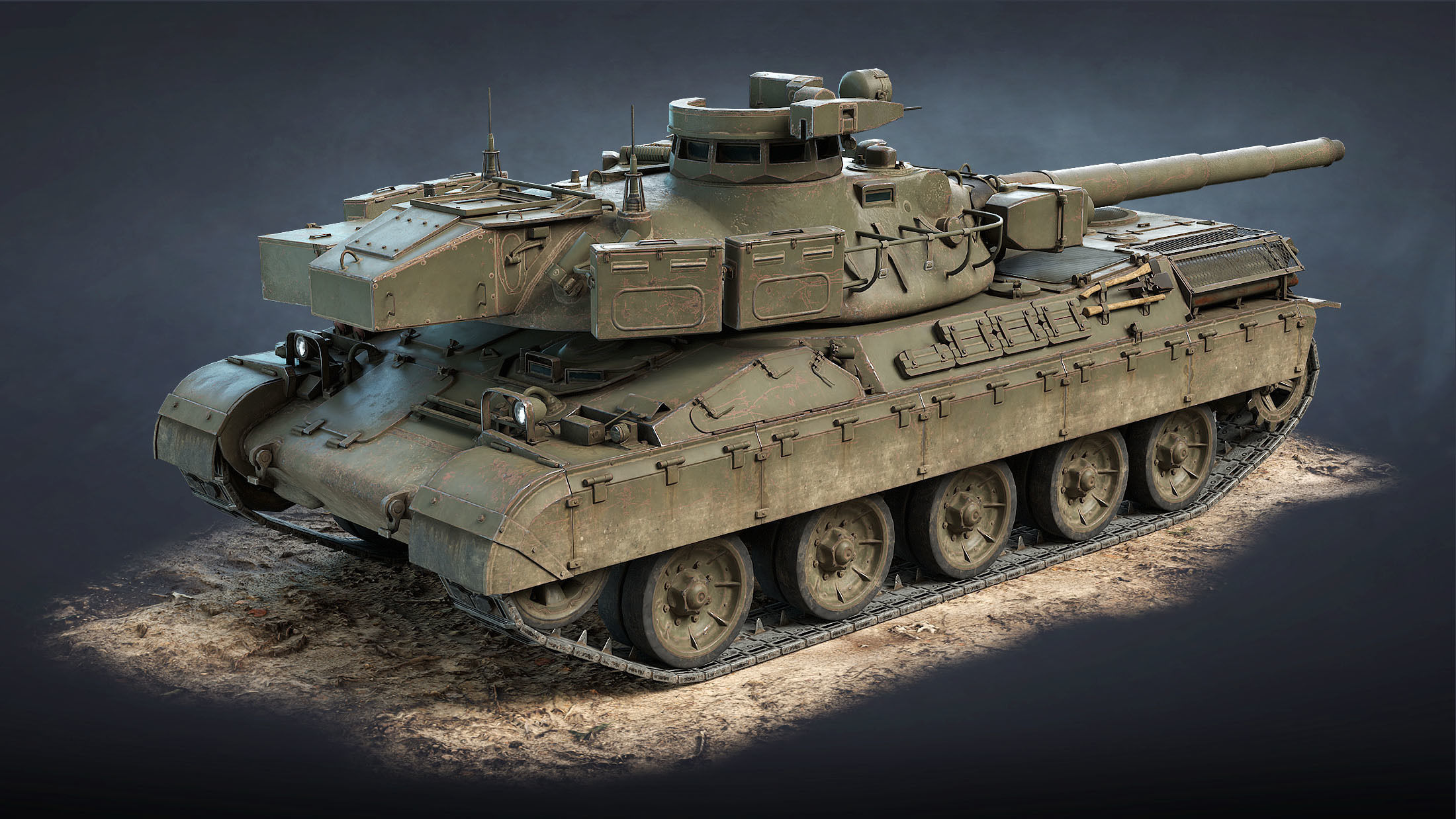 AMX-30B2 Tank Game Ready Low-poly 3D model_6