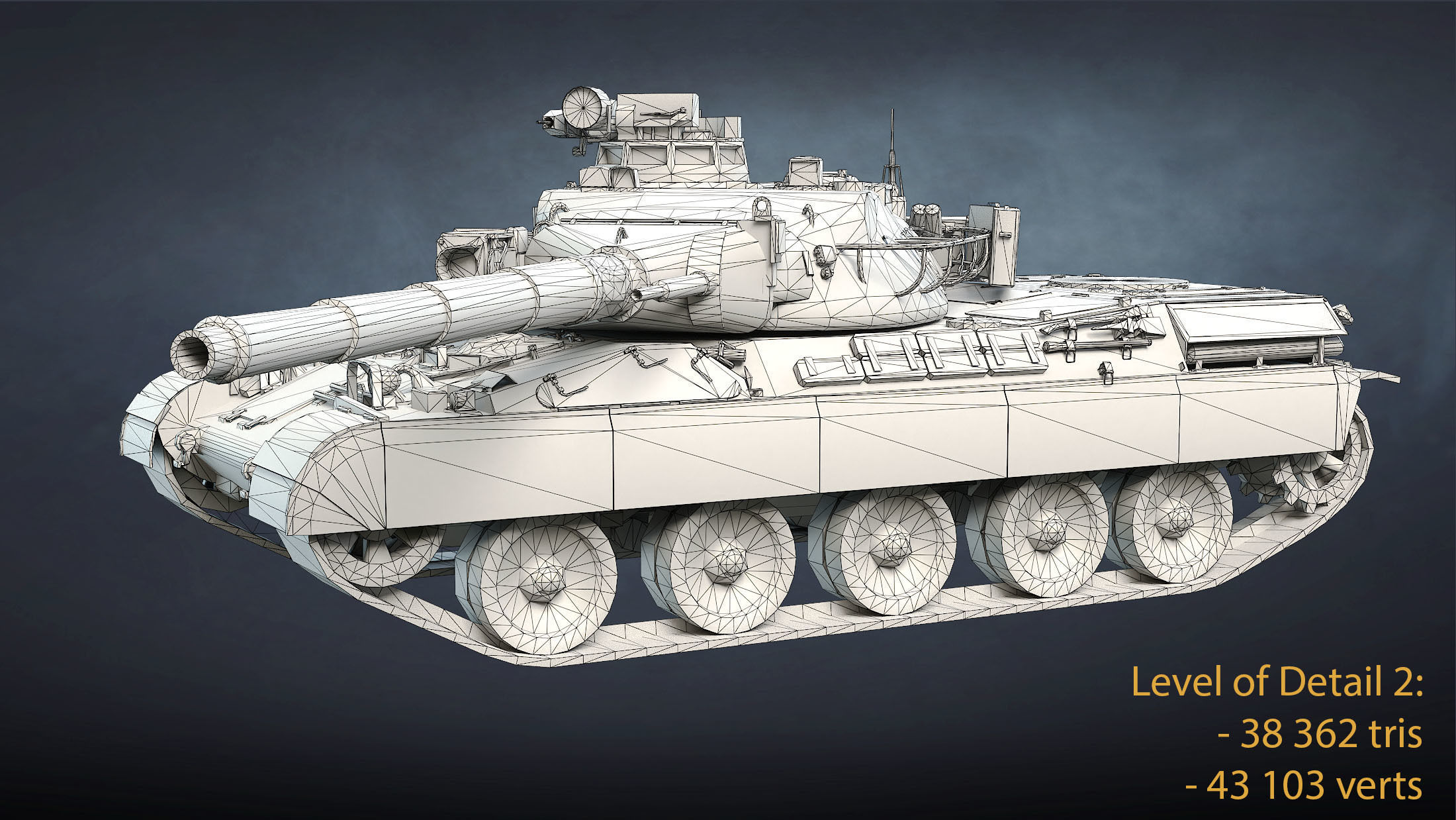 AMX-30B2 Tank Game Ready Low-poly 3D model_14