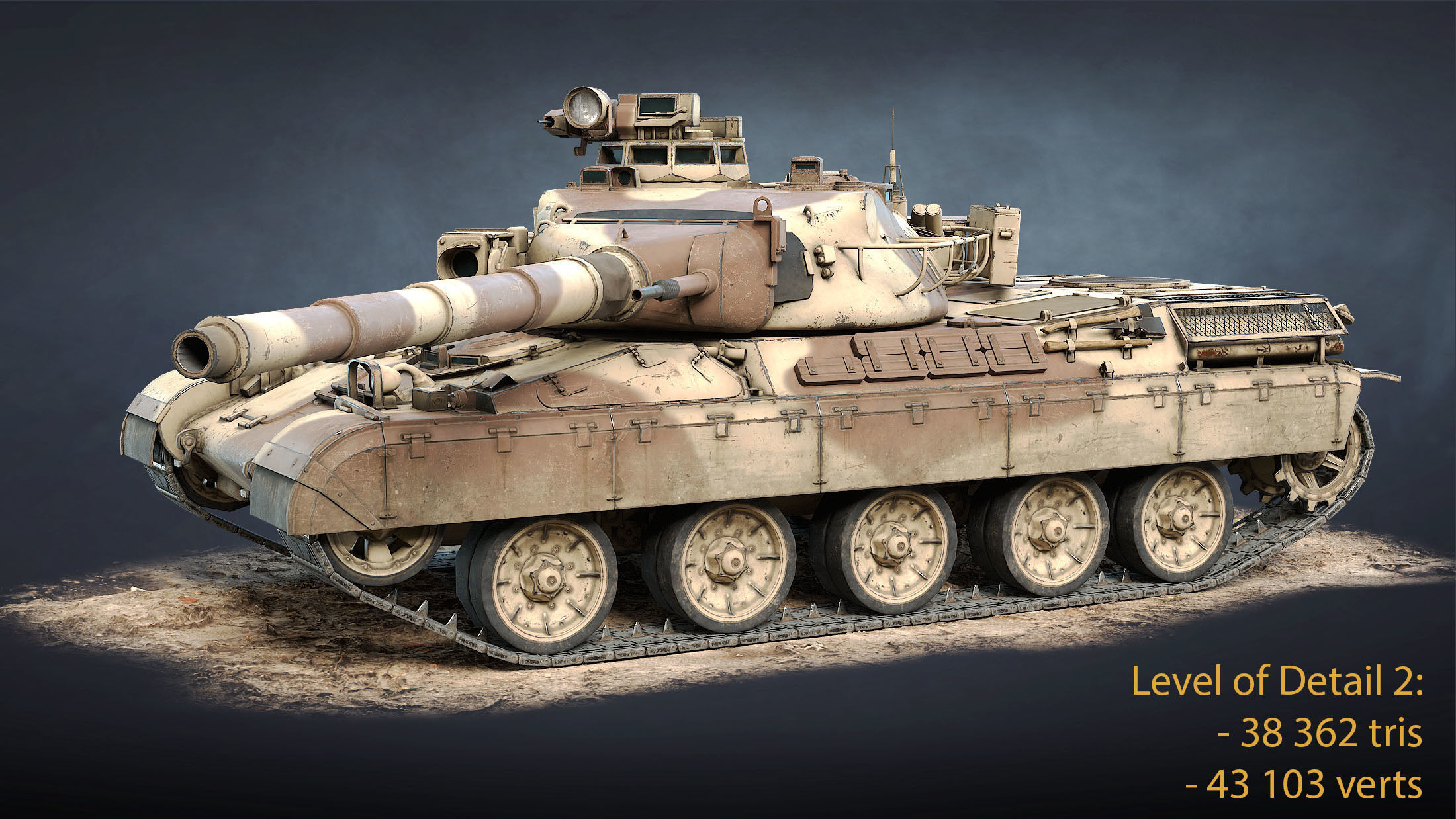 AMX-30B2 Tank Game Ready Low-poly 3D model_13