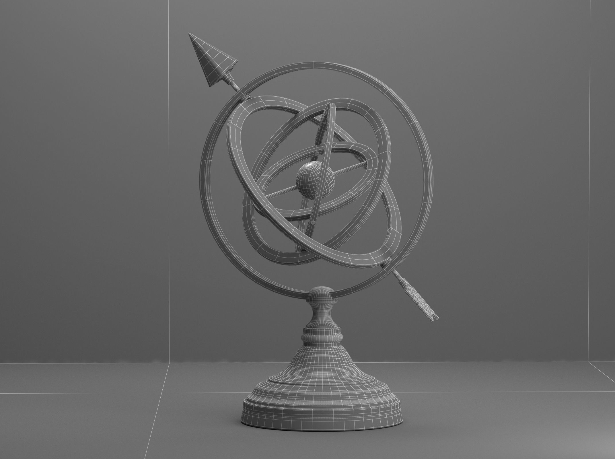 Antique Arrow Globe Decor 3D model_1
