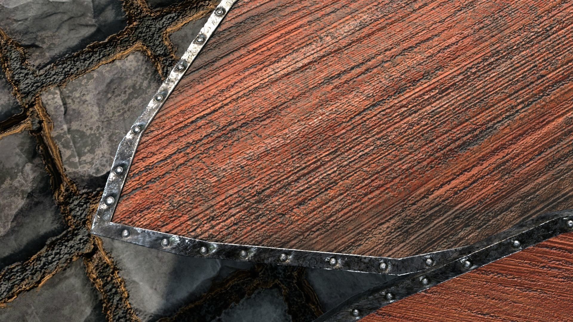 Medieval round shield with coat of arms 7 Low-poly 3D model_8