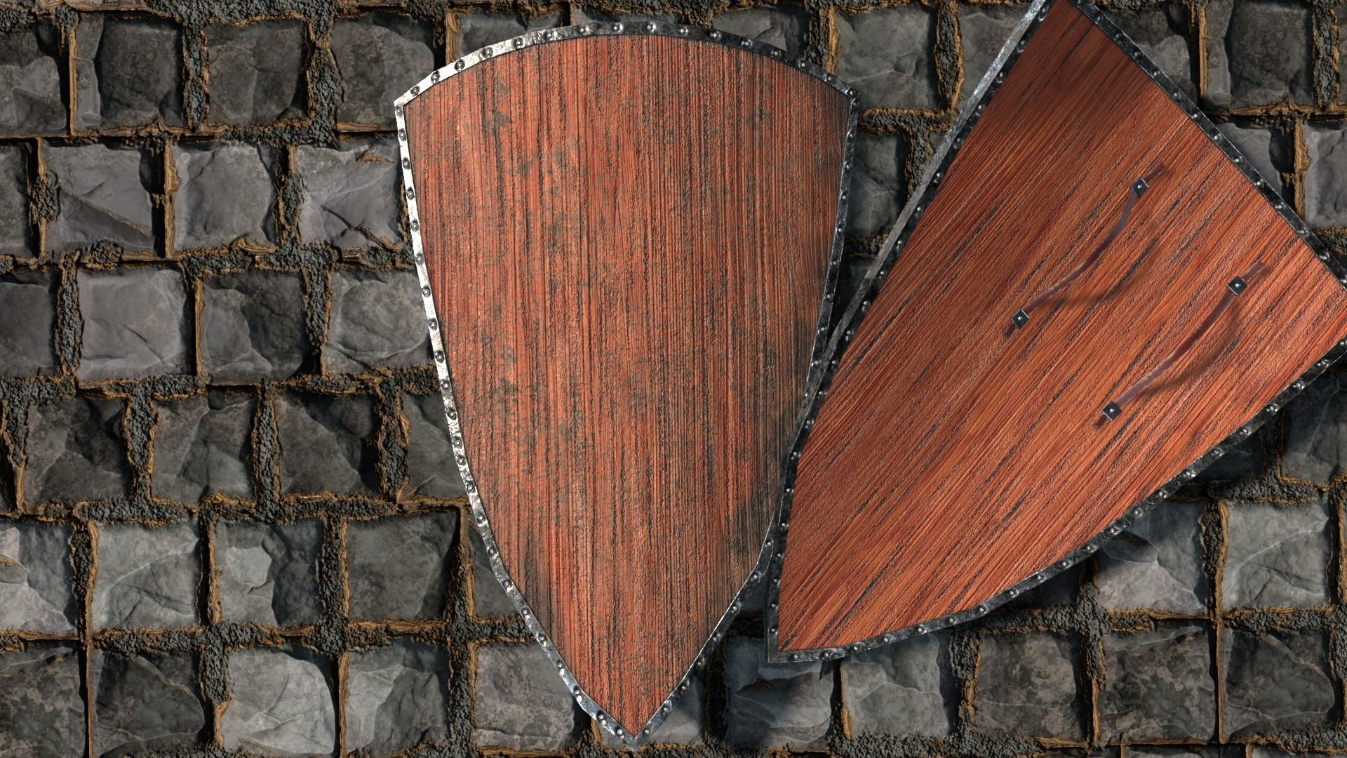 Medieval round shield with coat of arms 7 Low-poly 3D model_3