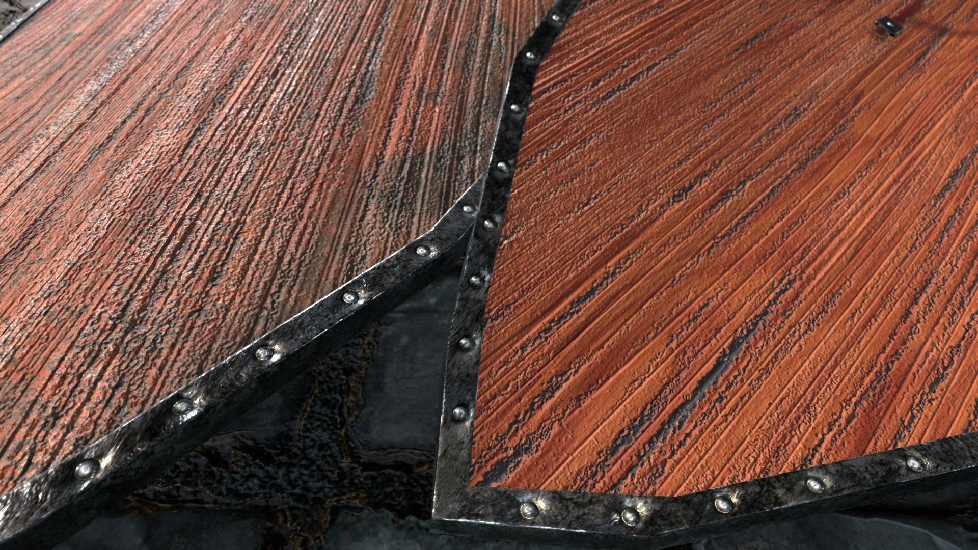 Medieval round shield with coat of arms 7 Low-poly 3D model_4