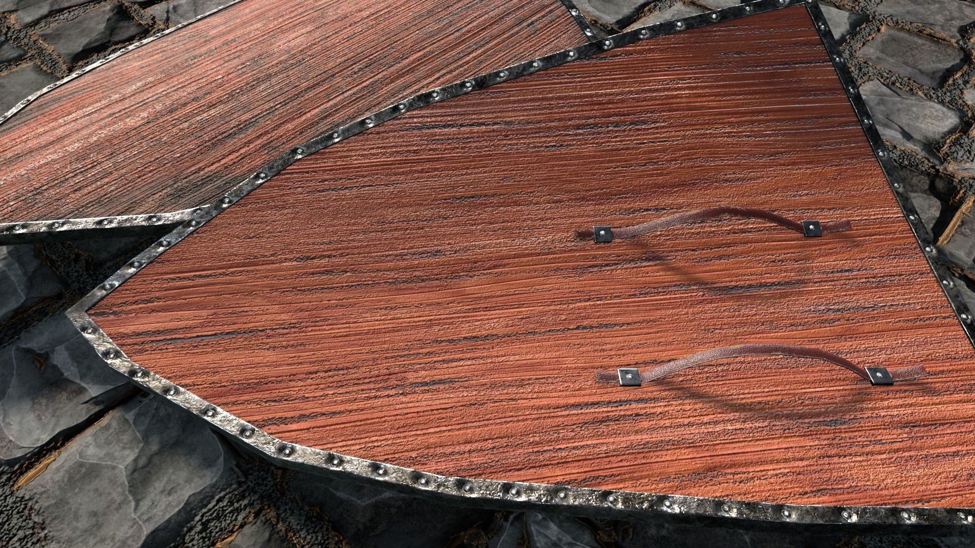 Medieval round shield with coat of arms 7 Low-poly 3D model_1