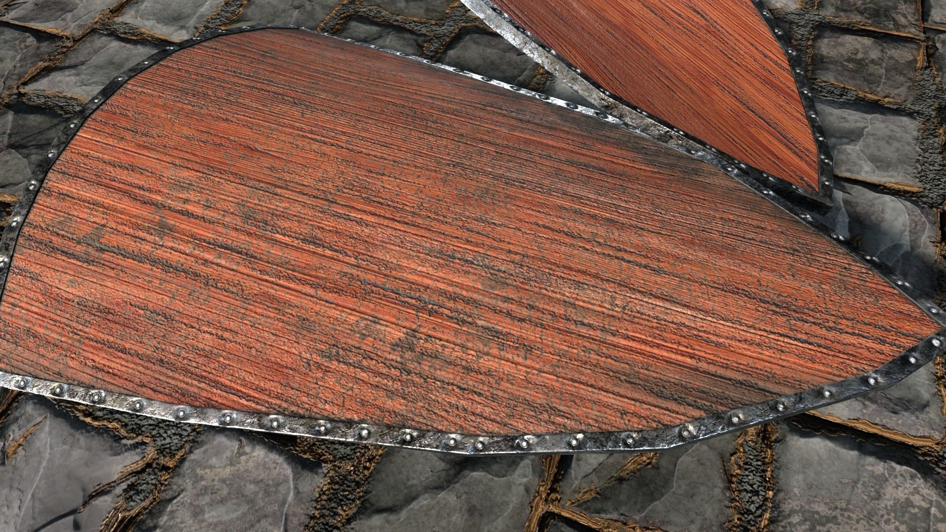 Medieval round shield with coat of arms 7 Low-poly 3D model_2