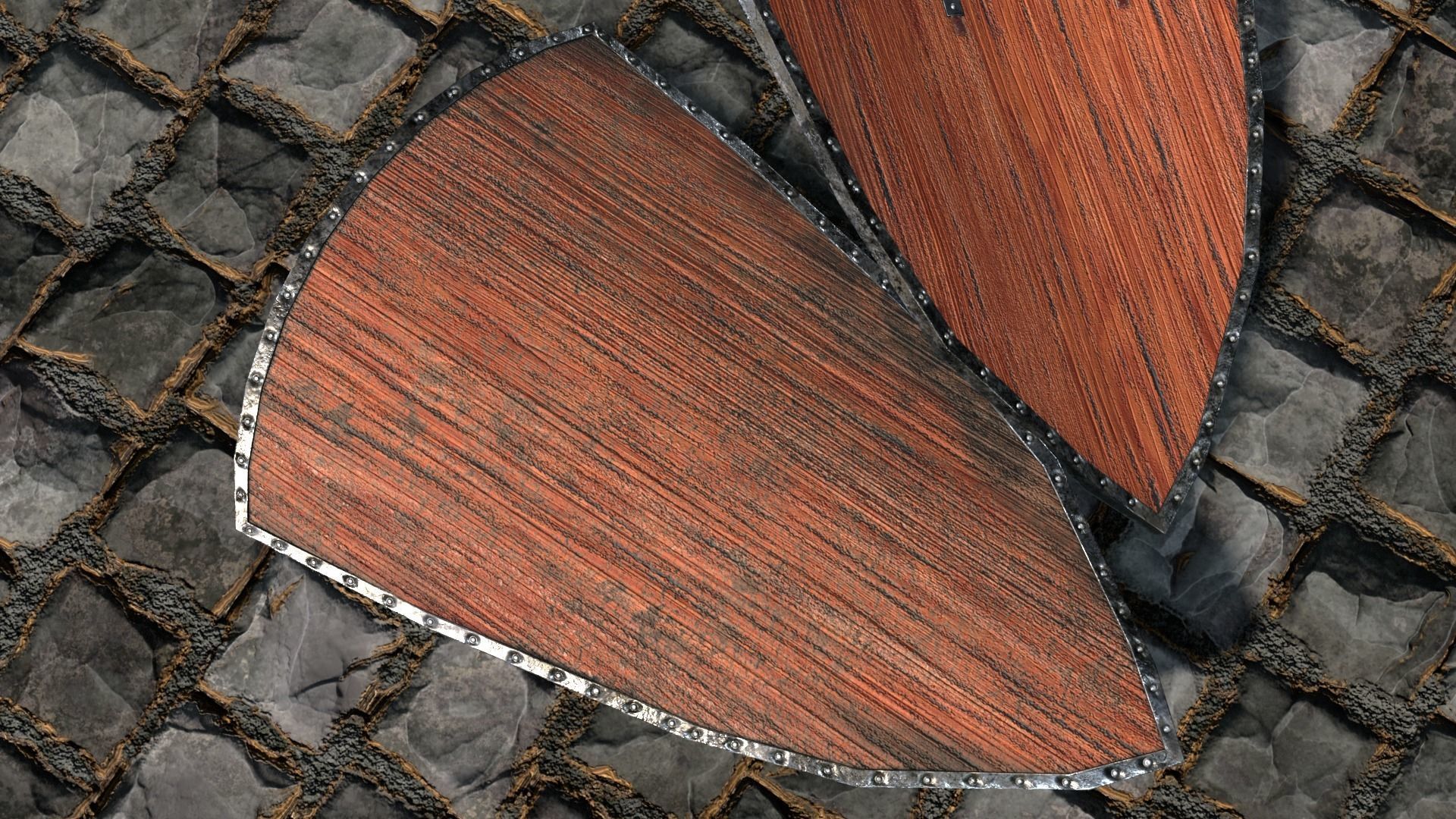 Medieval round shield with coat of arms 7 Low-poly 3D model_5