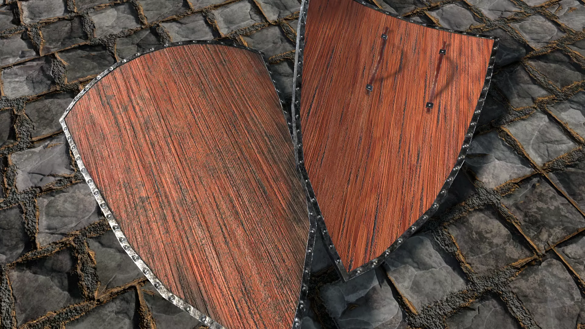 Medieval round shield with coat of arms 7 Low-poly 3D model_0