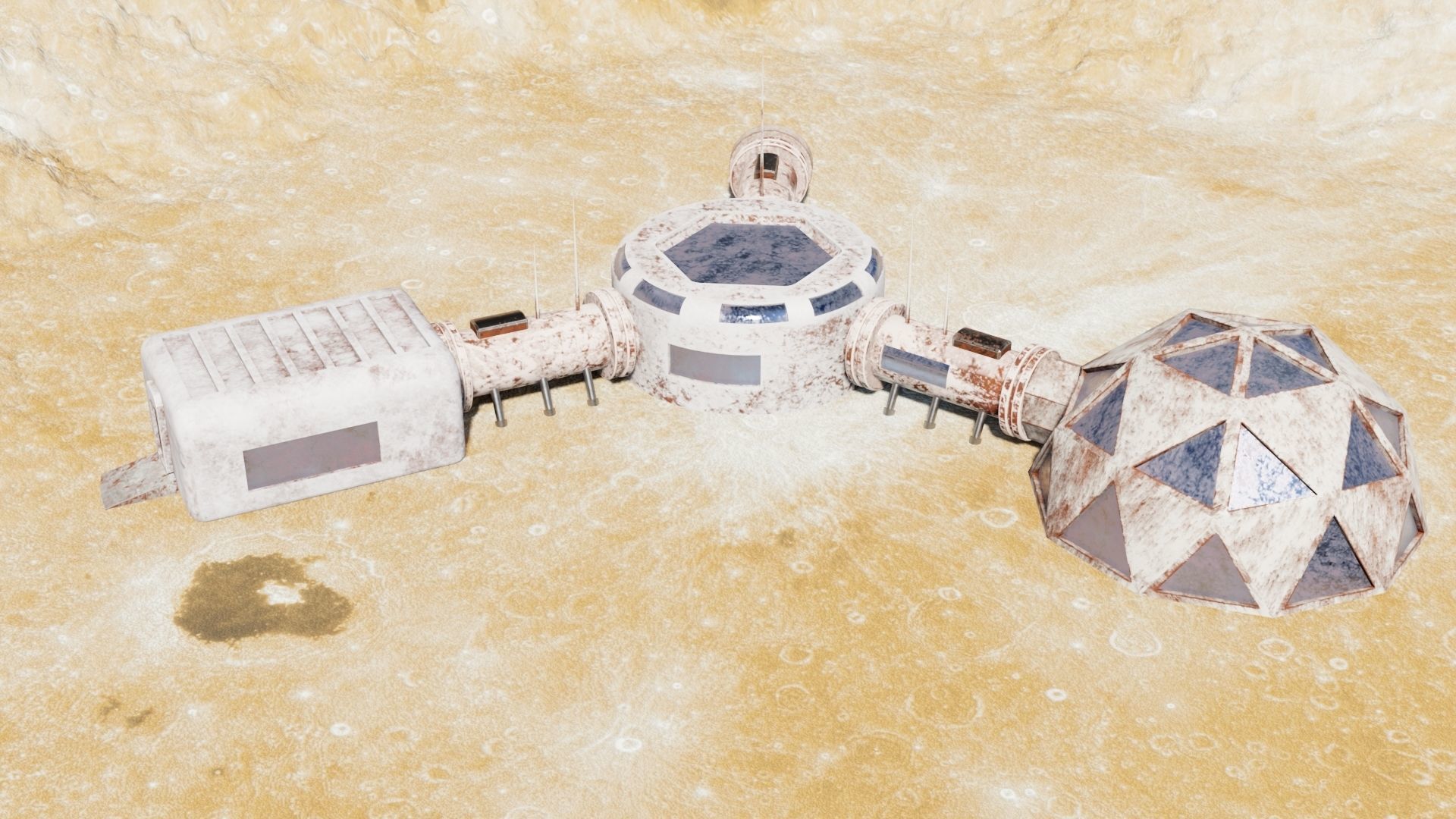 Martian base Low-poly 3D model_17