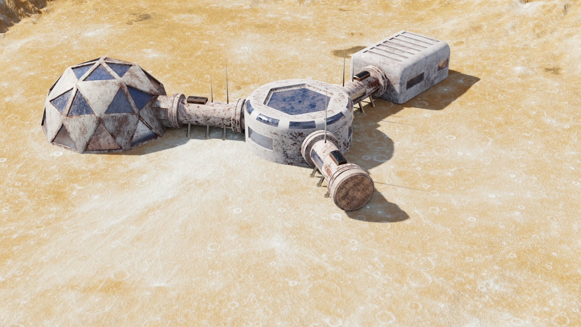 Martian base Low-poly 3D model_4