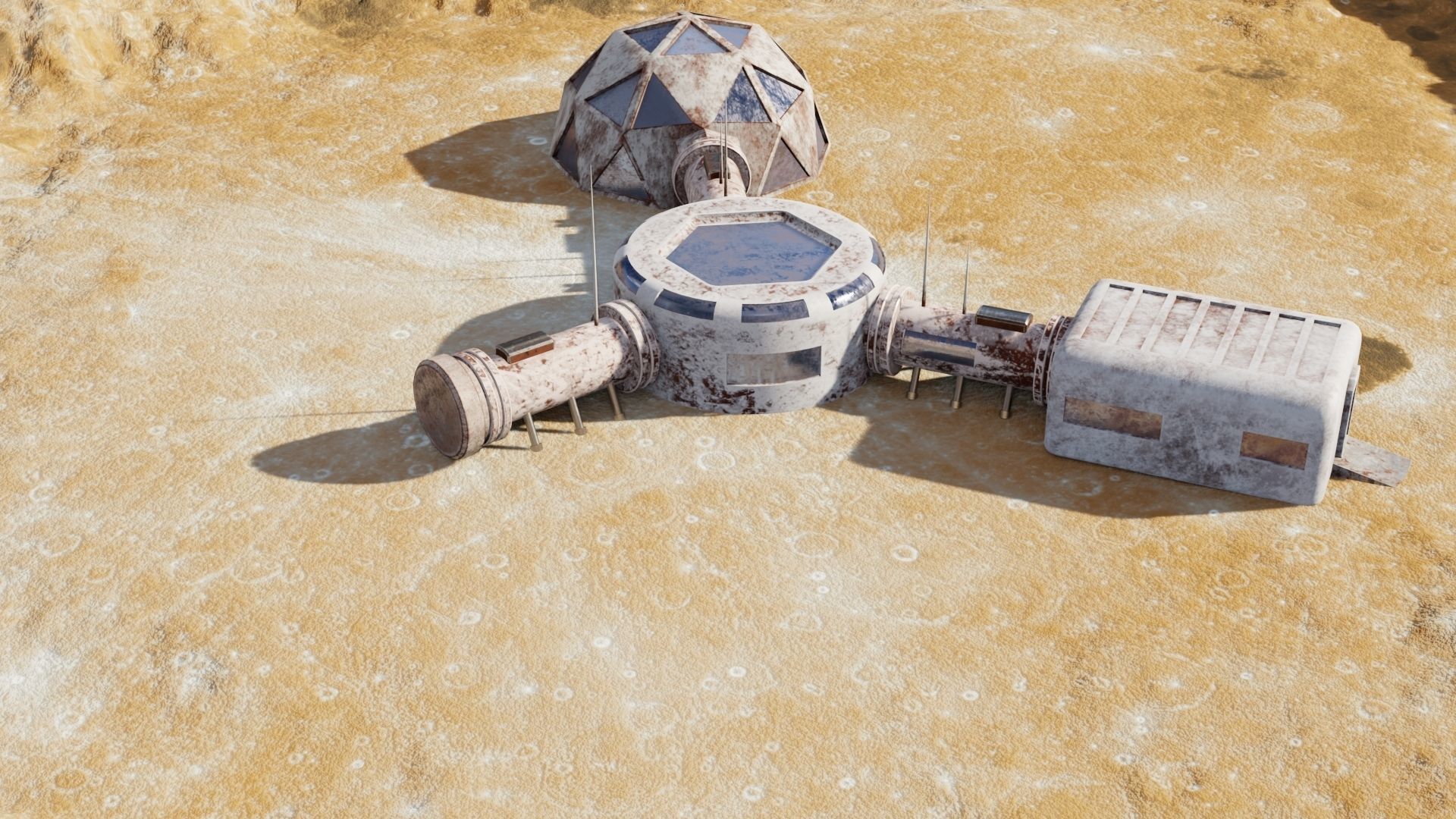 Martian base Low-poly 3D model_28
