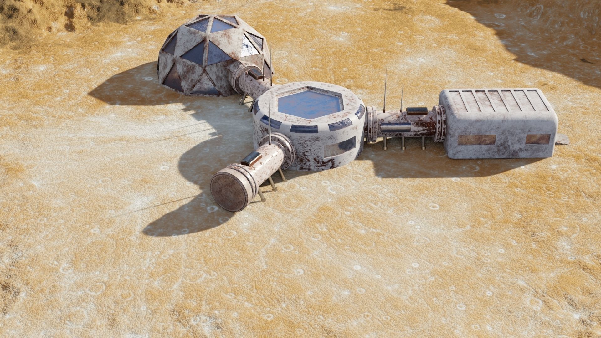 Martian base Low-poly 3D model_1