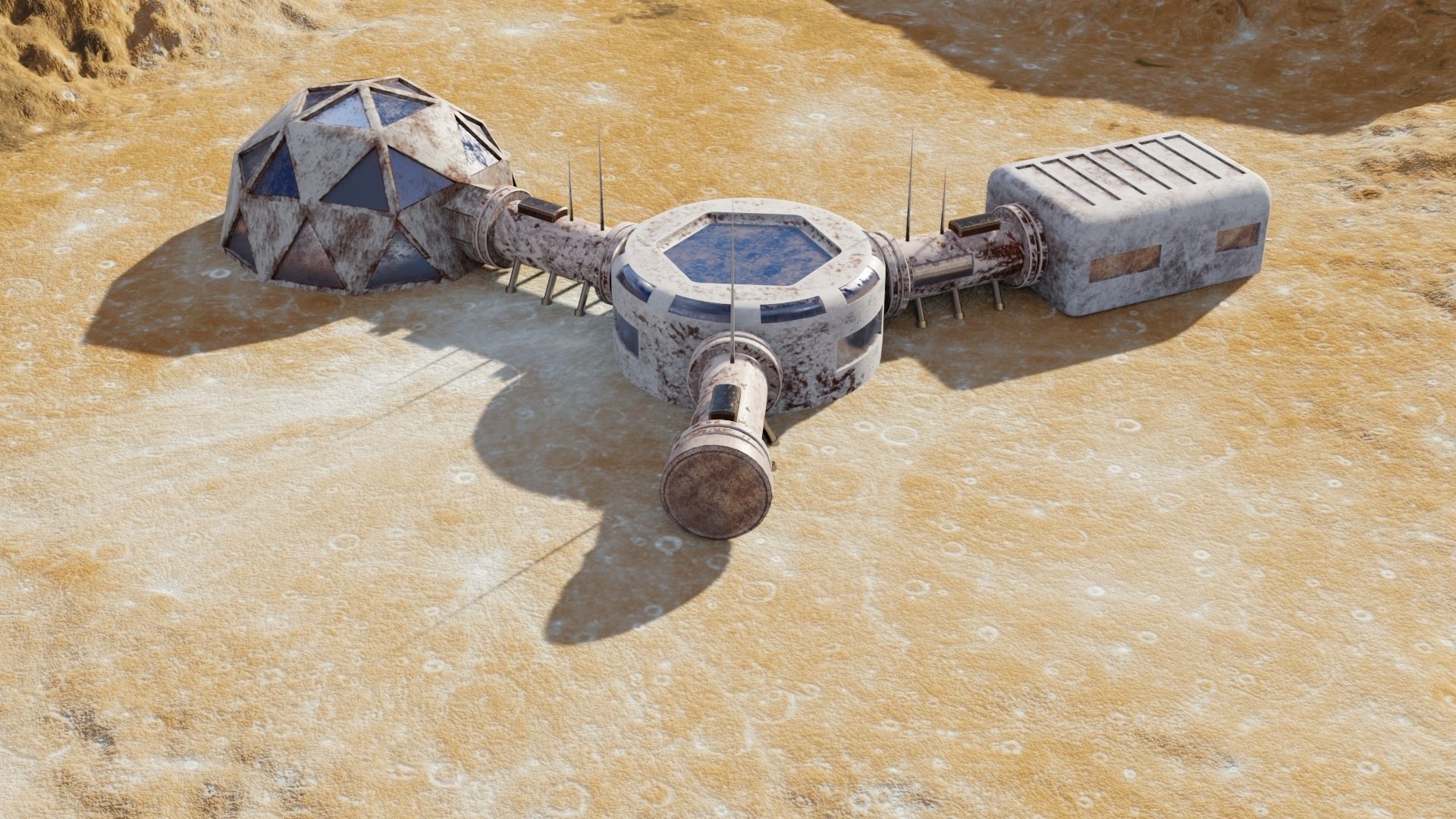 Martian base Low-poly 3D model_3