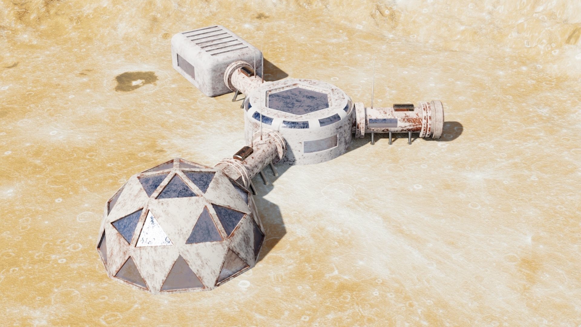 Martian base Low-poly 3D model_10