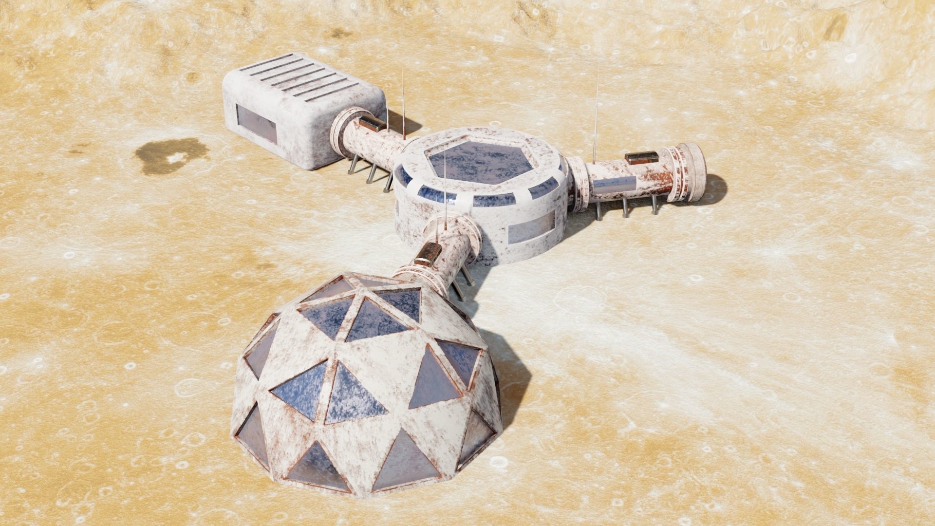 Martian base Low-poly 3D model_11