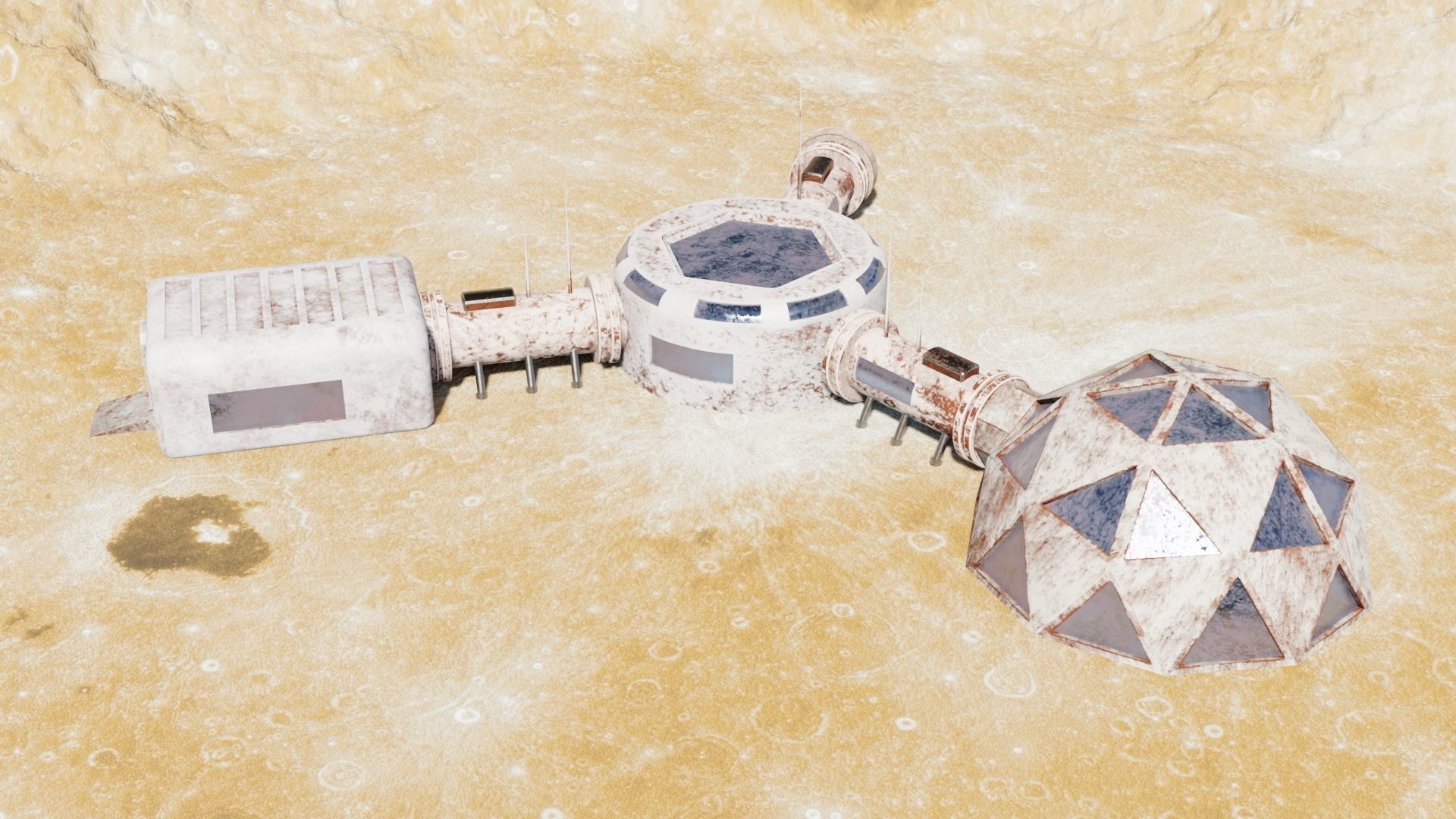 Martian base Low-poly 3D model_16