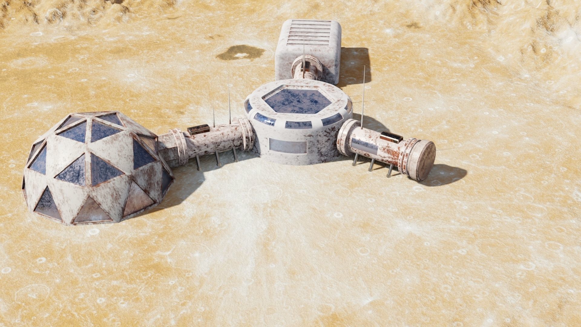 Martian base Low-poly 3D model_7