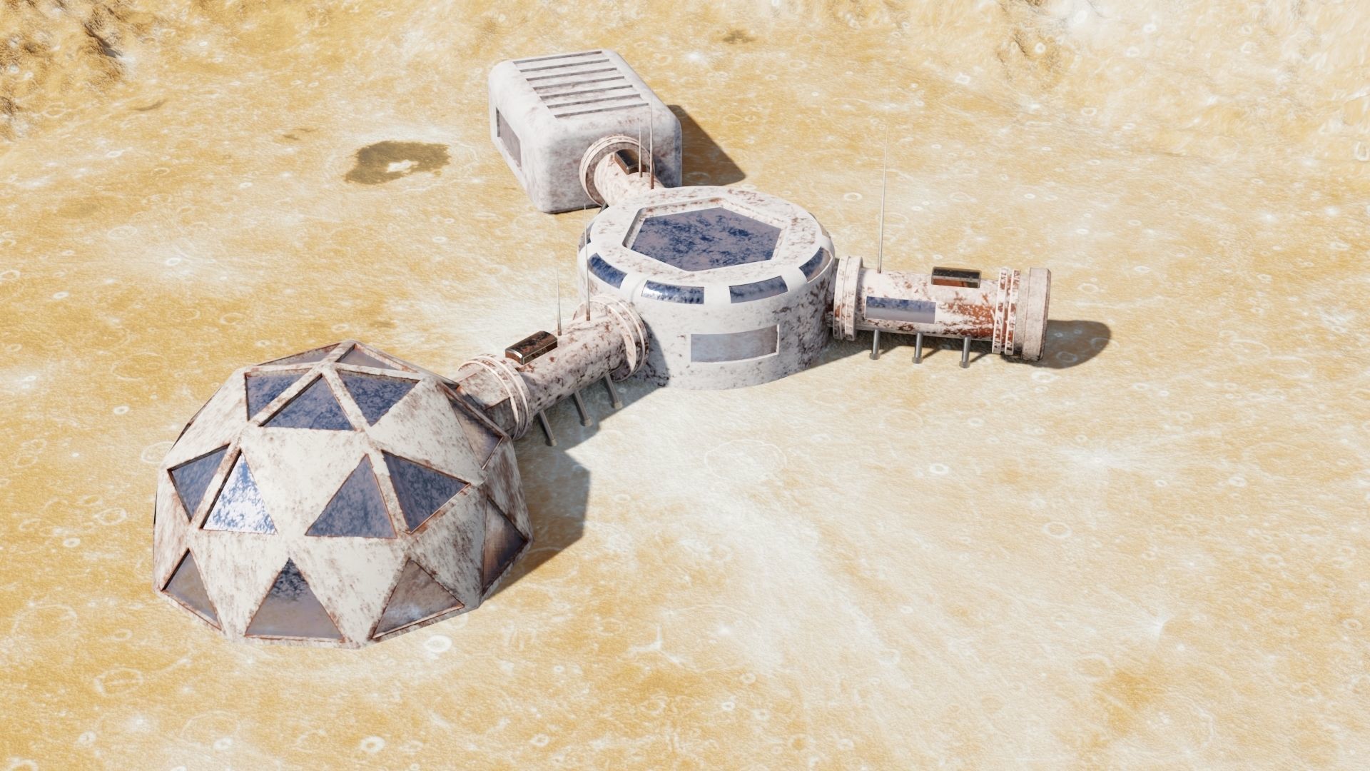 Martian base Low-poly 3D model_9