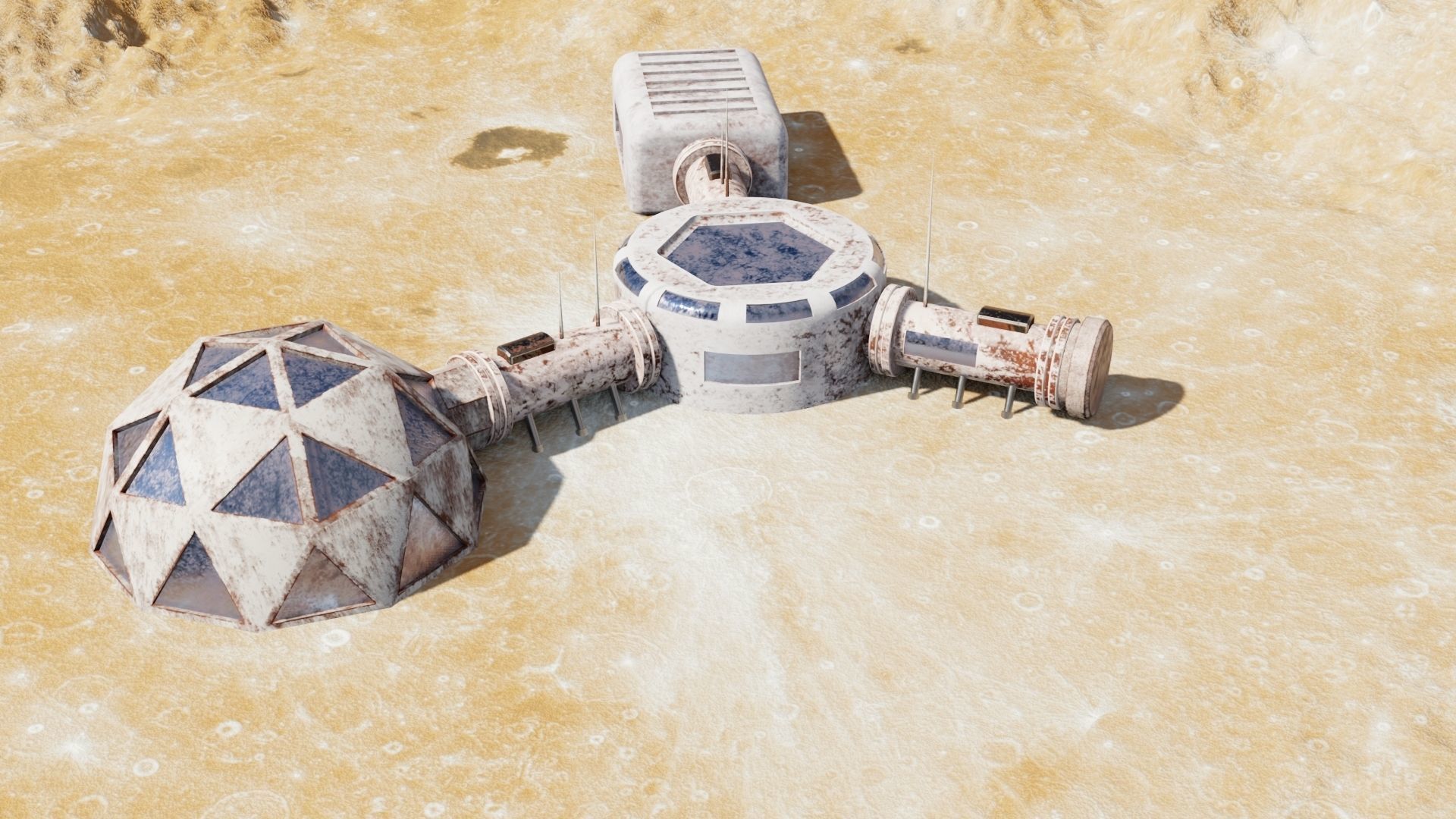Martian base Low-poly 3D model_8